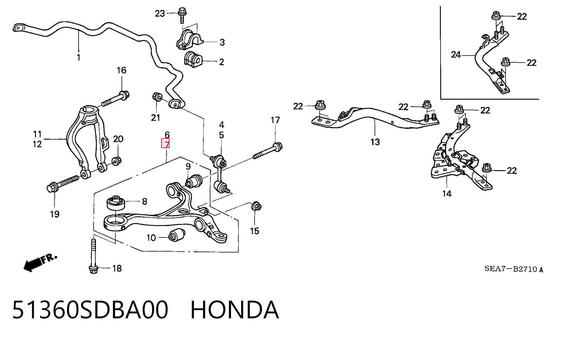 51360SDBA00 Honda Поперечний важіль