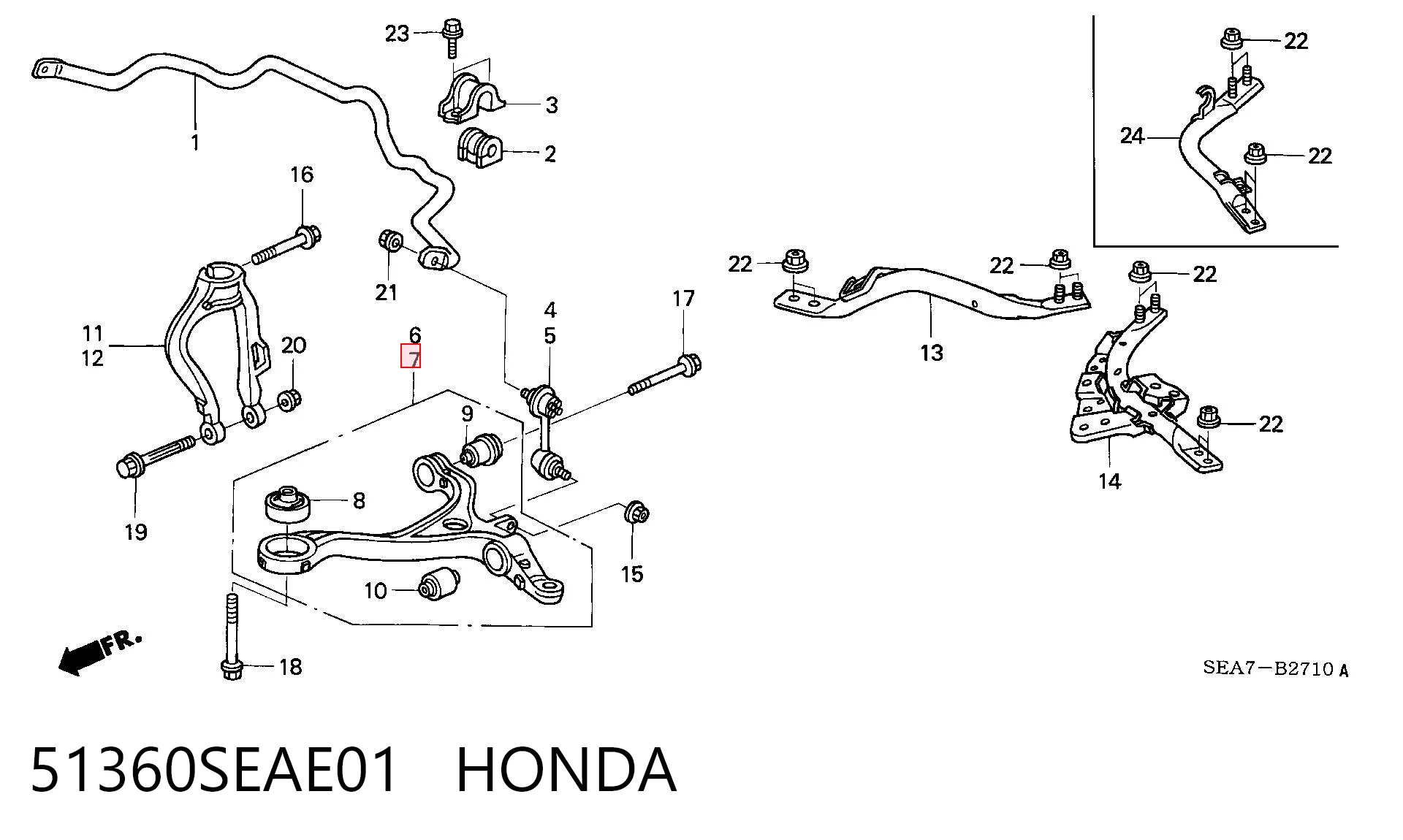 51360SEAE01 Honda Поперечний важіль