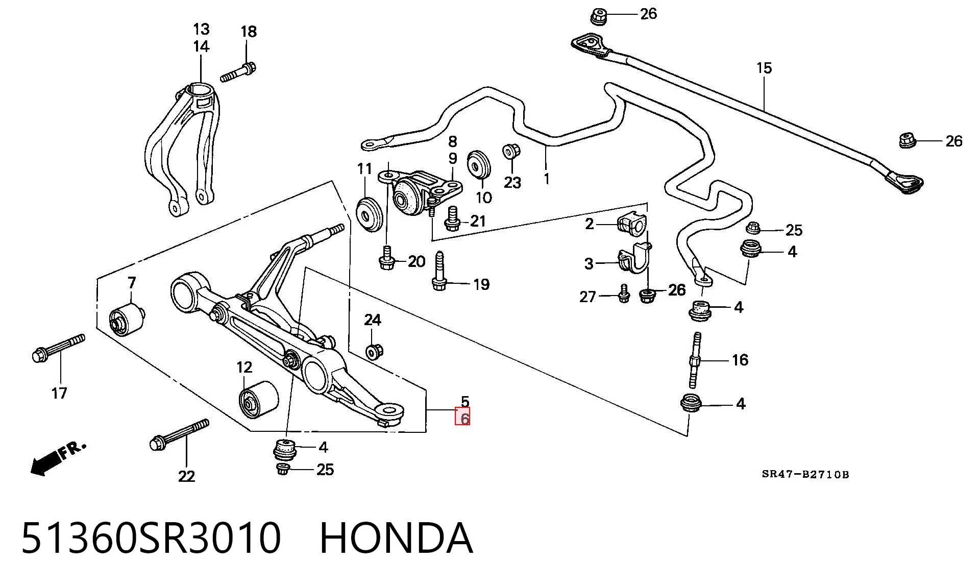 51360SR3010 Honda Поперечний важіль