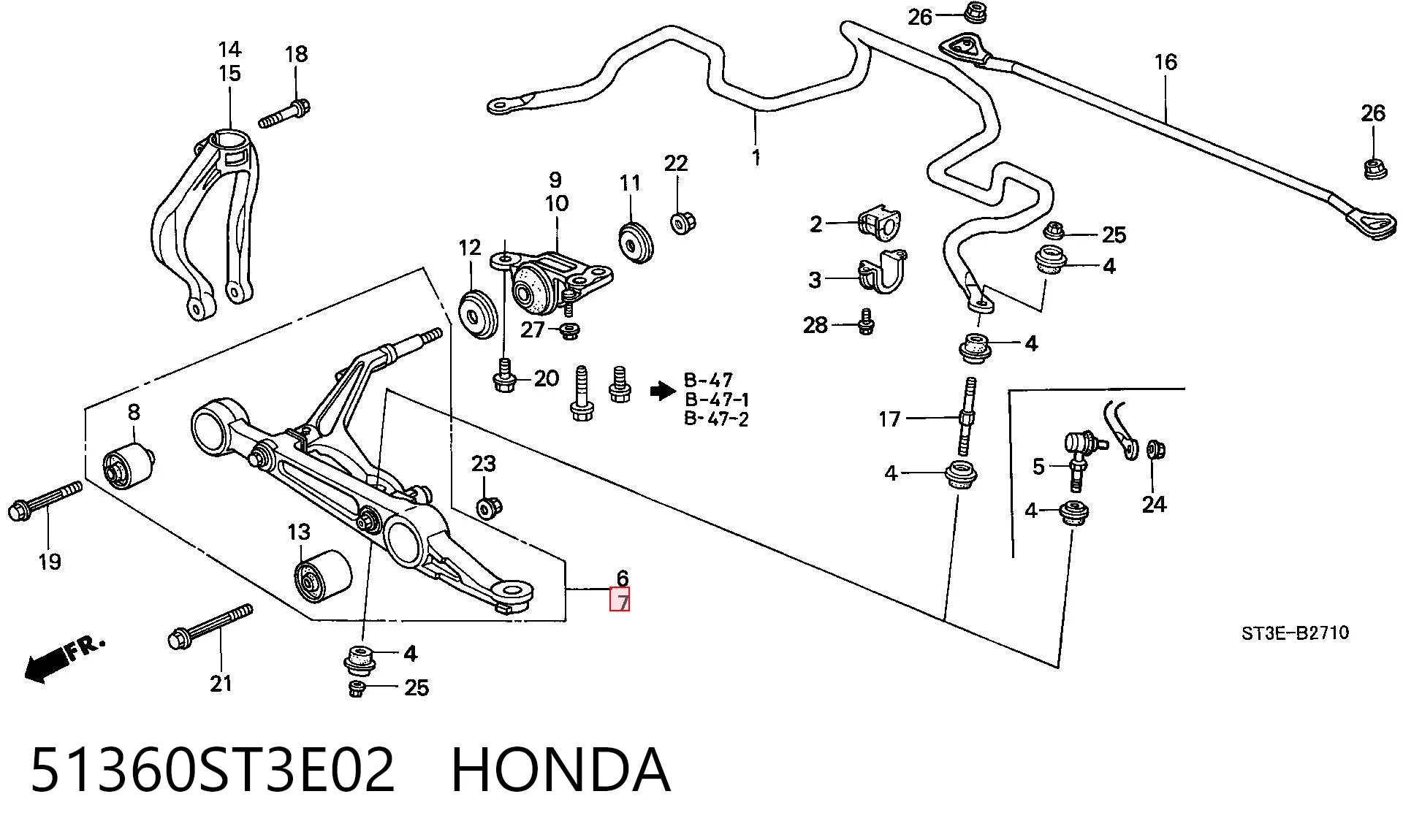51360ST3E02 Honda Поперечний важіль