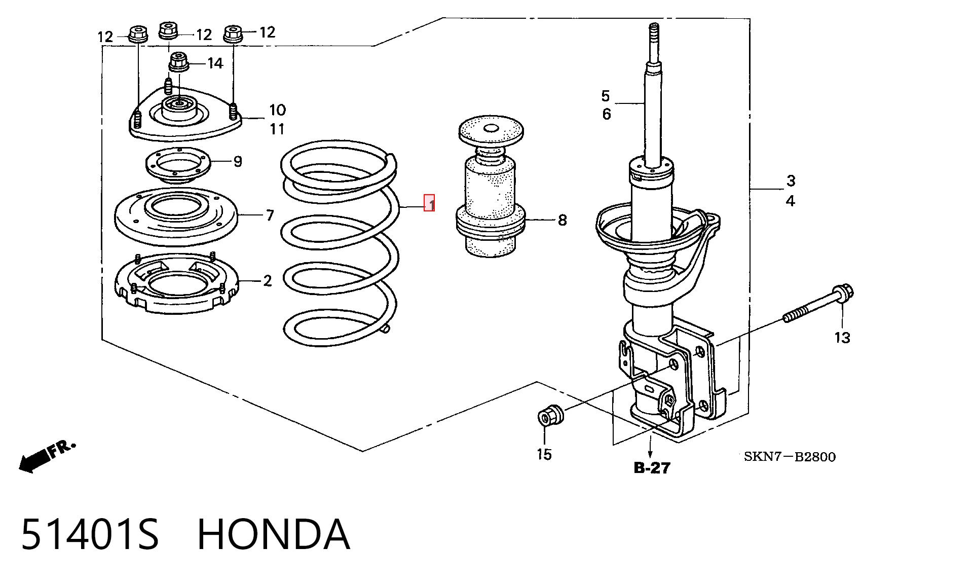 51401S Honda Пружина амортизатора передняя