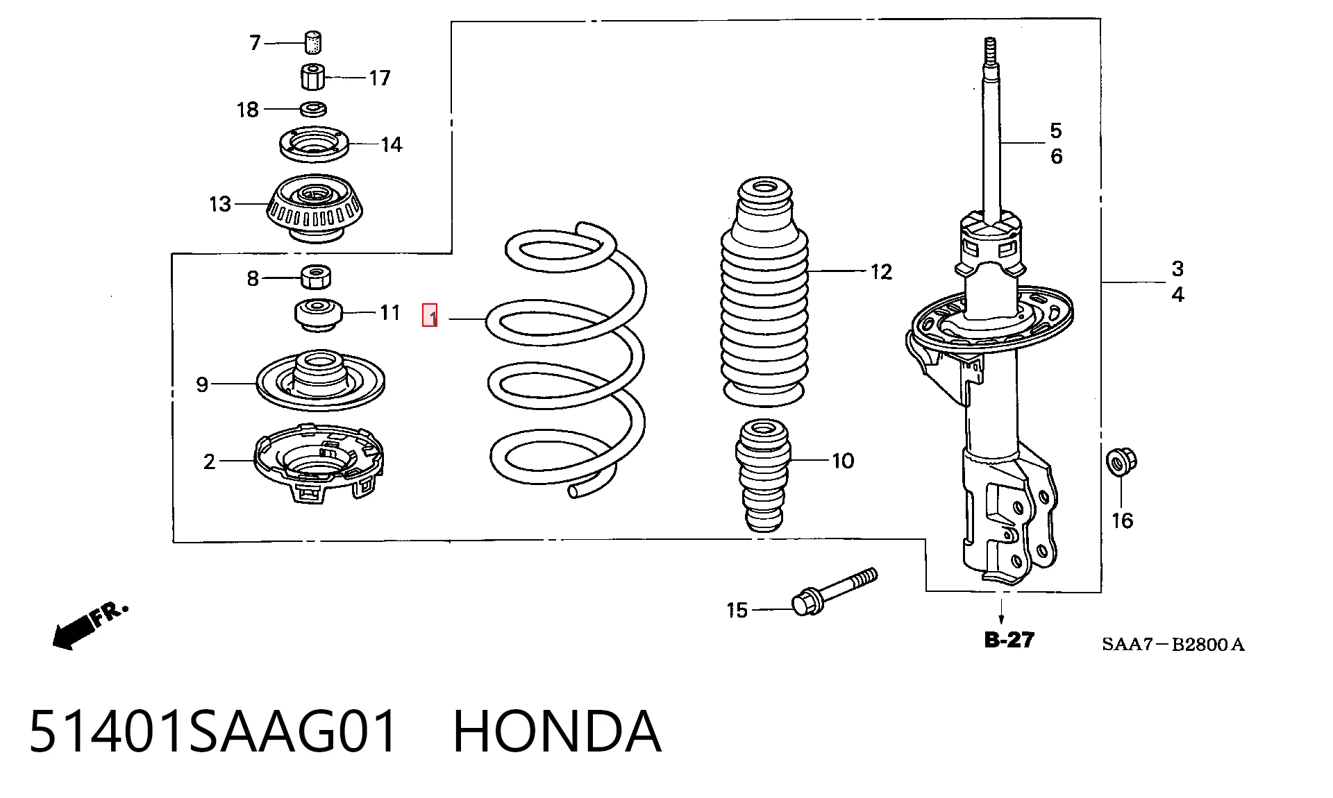 Купити Пружина передня Honda Jazz  GD, GE