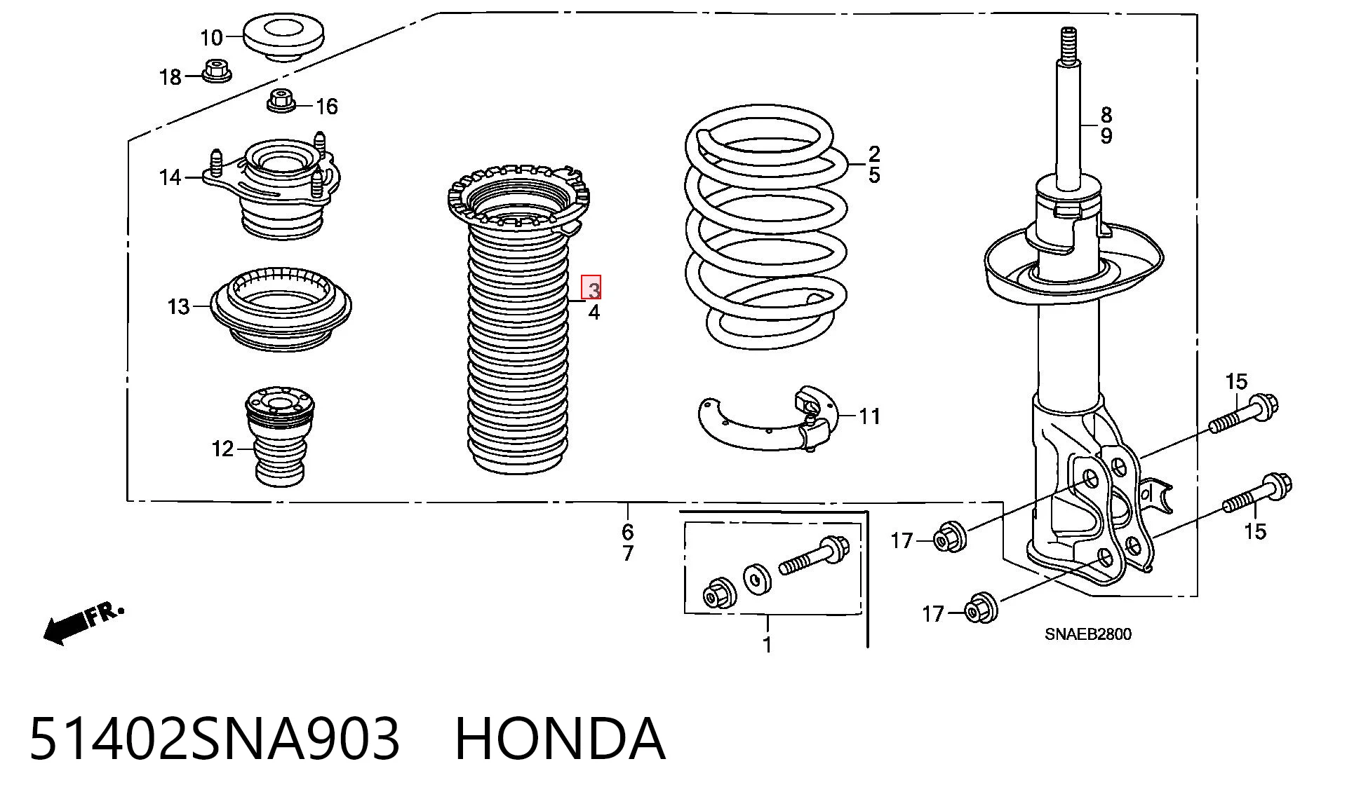 51402SNA903 Honda Пильник стійки передньої