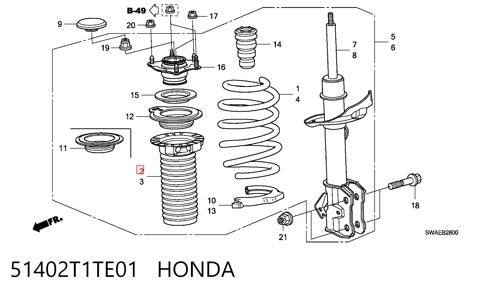 51402T1TE01 Honda Пильник амортизатора переднього