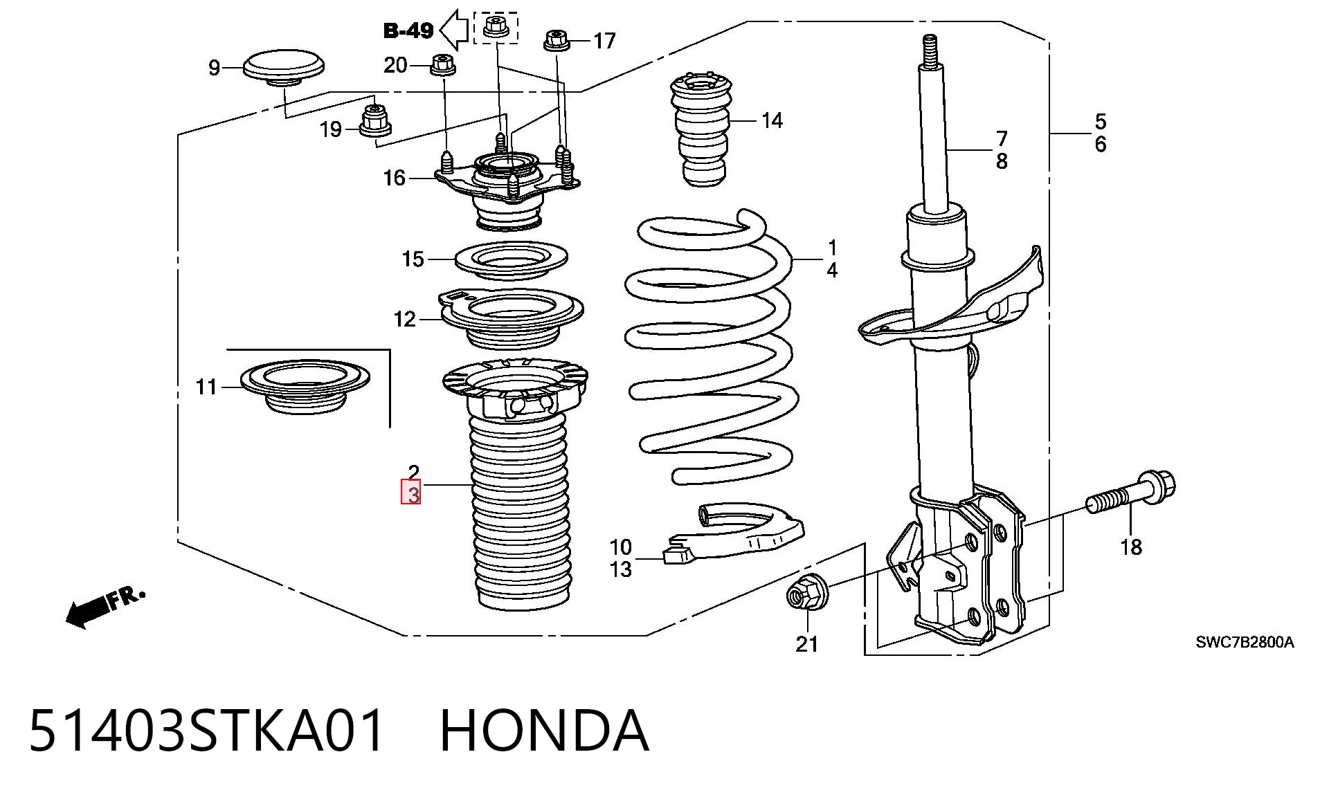 51403STKA01 Honda Пильник стійки передньої