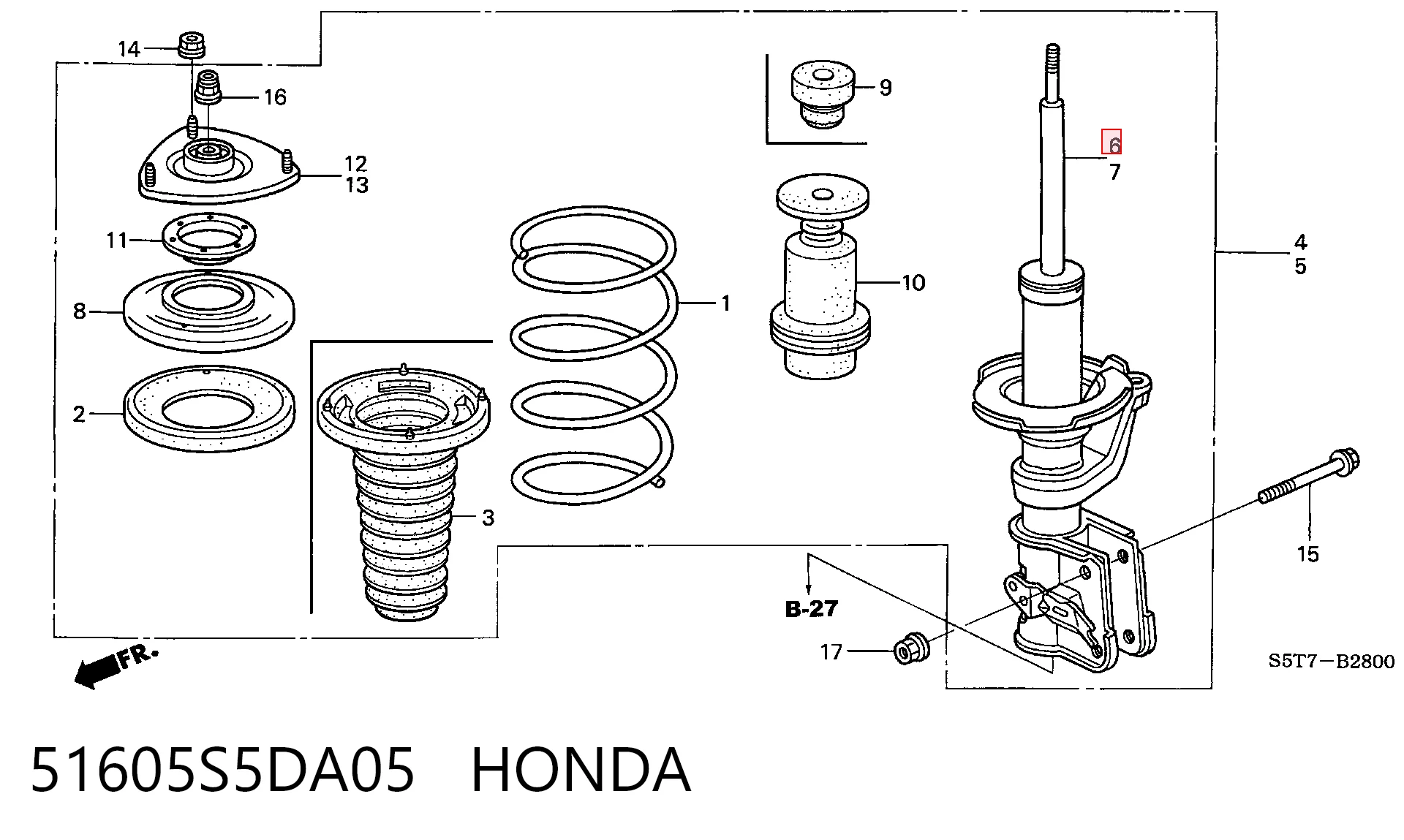 51605S5DA05 Honda Амортизатор передньої підвіски