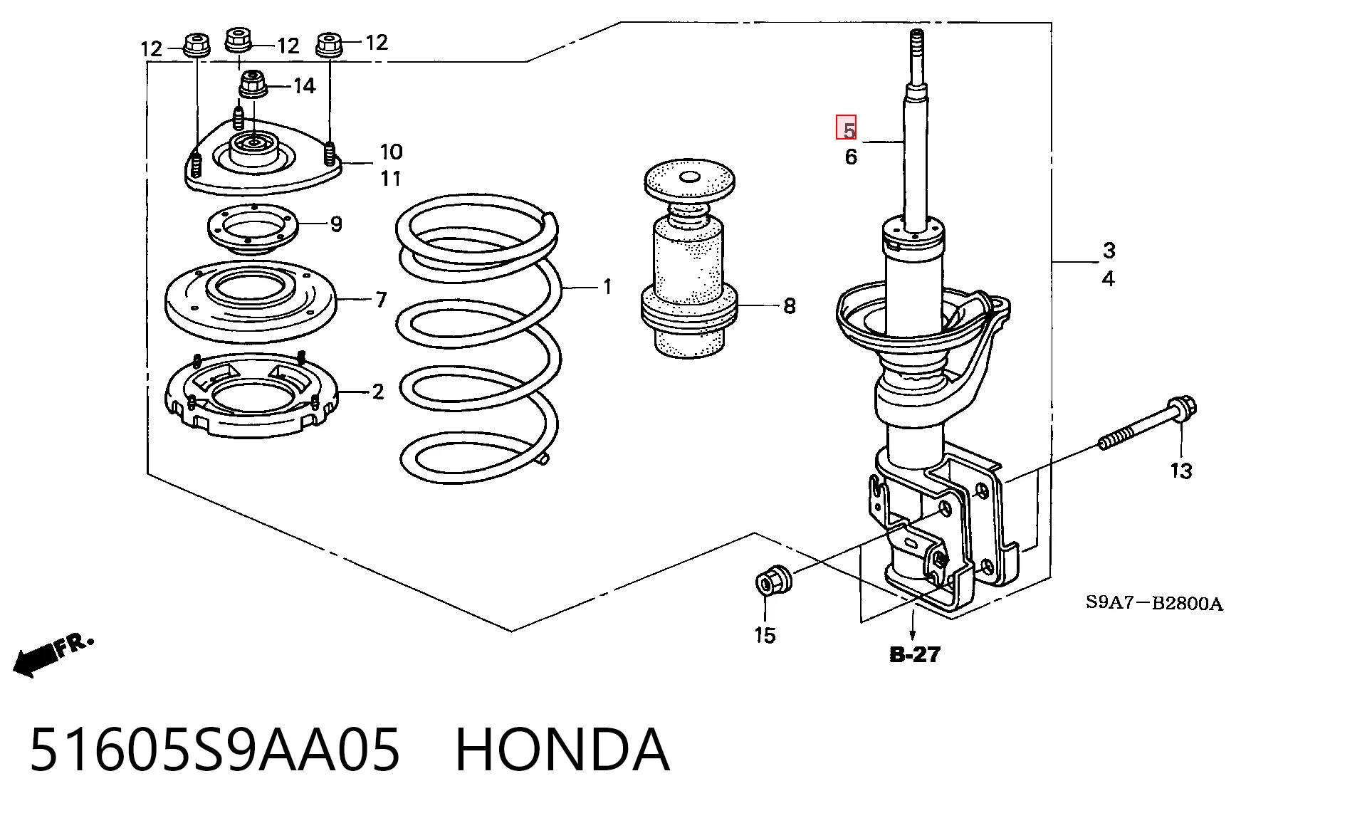 51605S9AA05 Honda Амортизатор передньої підвіски