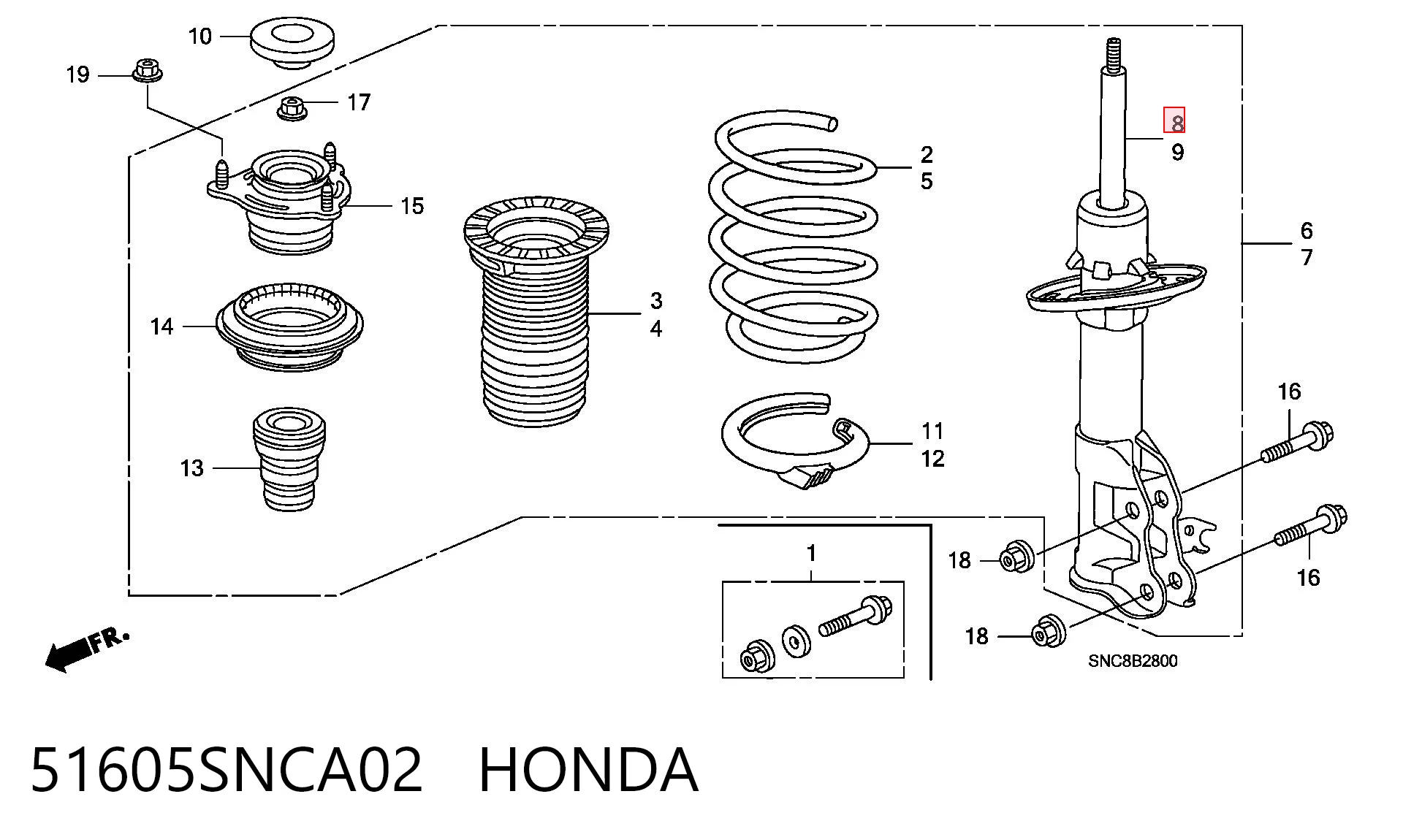 51605SNCA02 Honda Амортизатор передньої підвіски