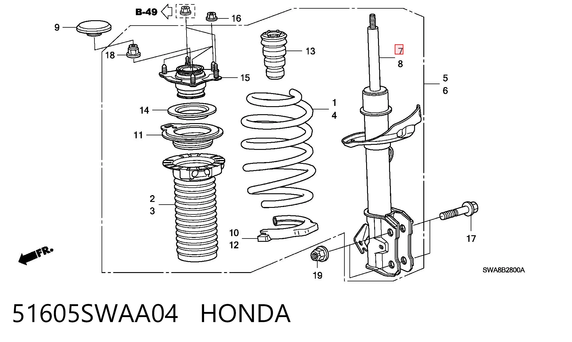 51605SWAA04 Honda Амортизатор передньої підвіски
