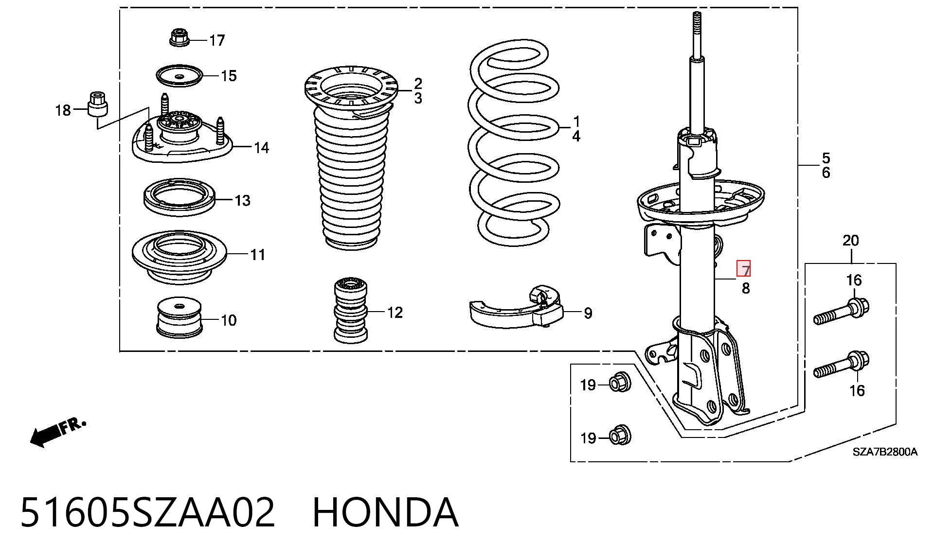 51605SZAA02 Honda Амортизатор передньої підвіски