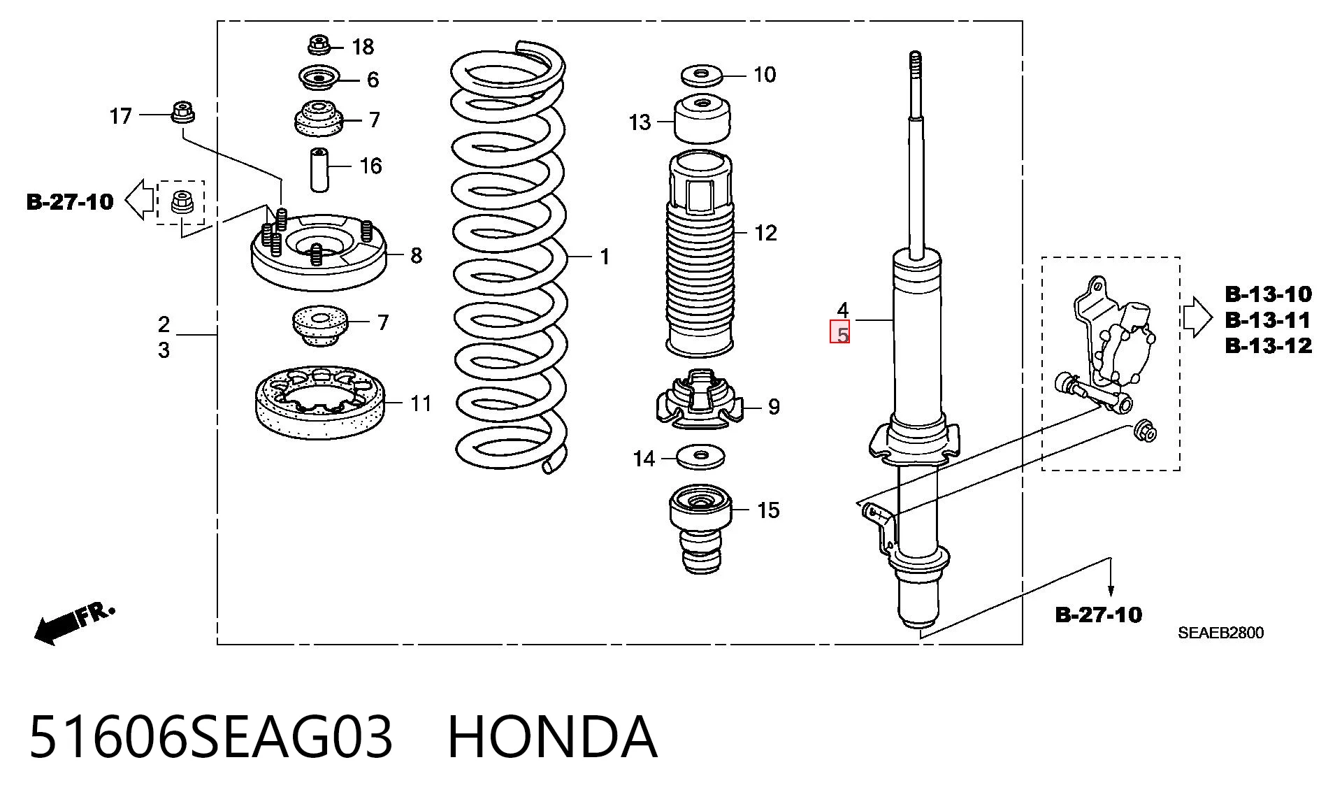 Стійка передня, ліва Honda Accord VII