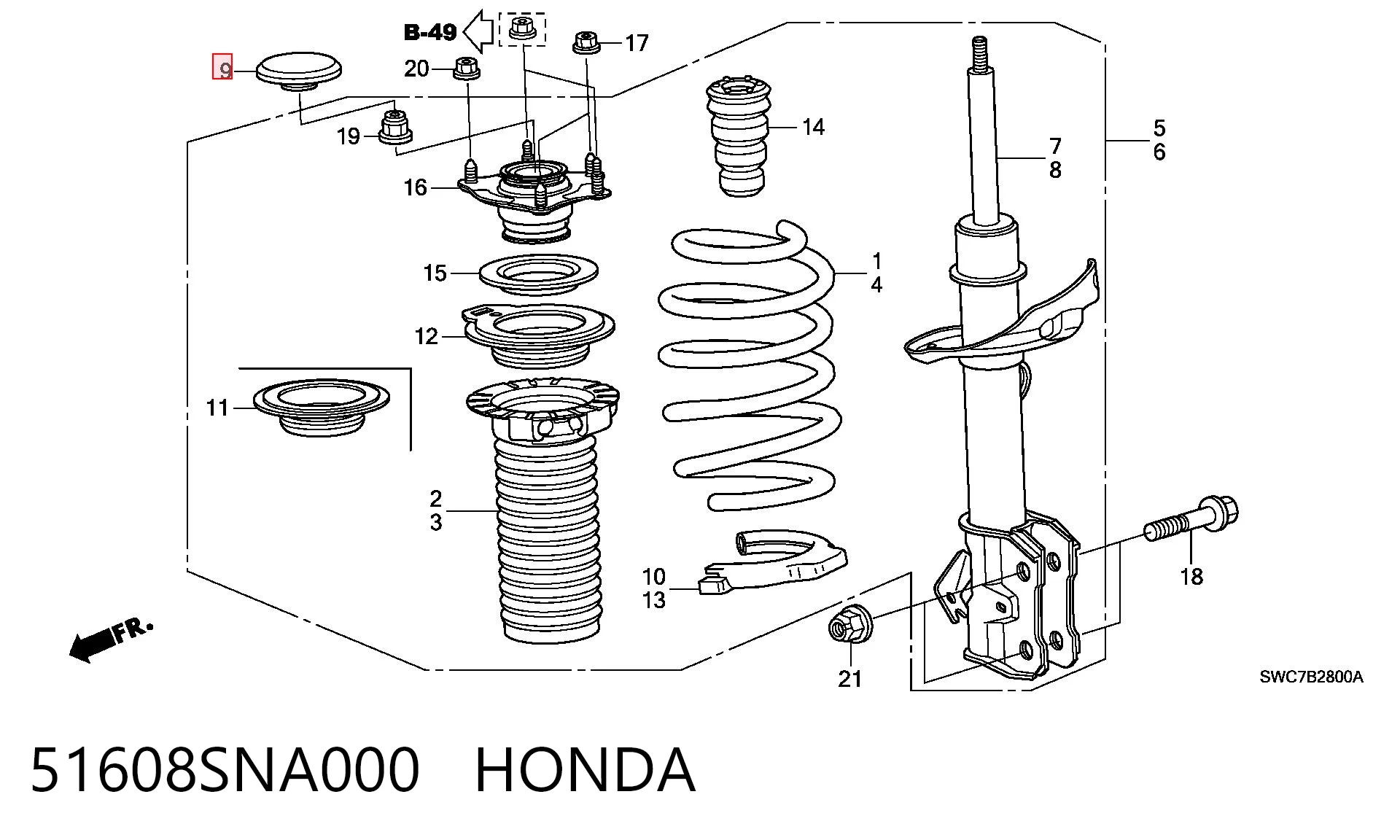 51608SNA000 Honda Кришка опори амортизатора переднього