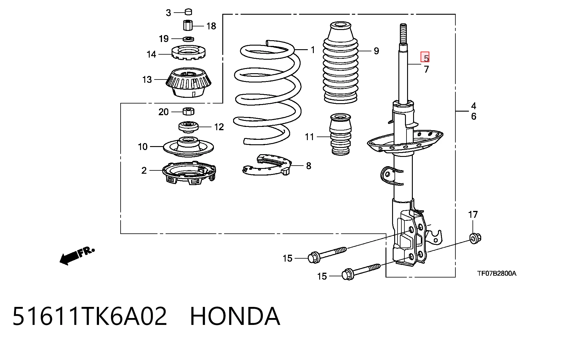 51611TK6A02 Honda Амортизатор передньої підвіски