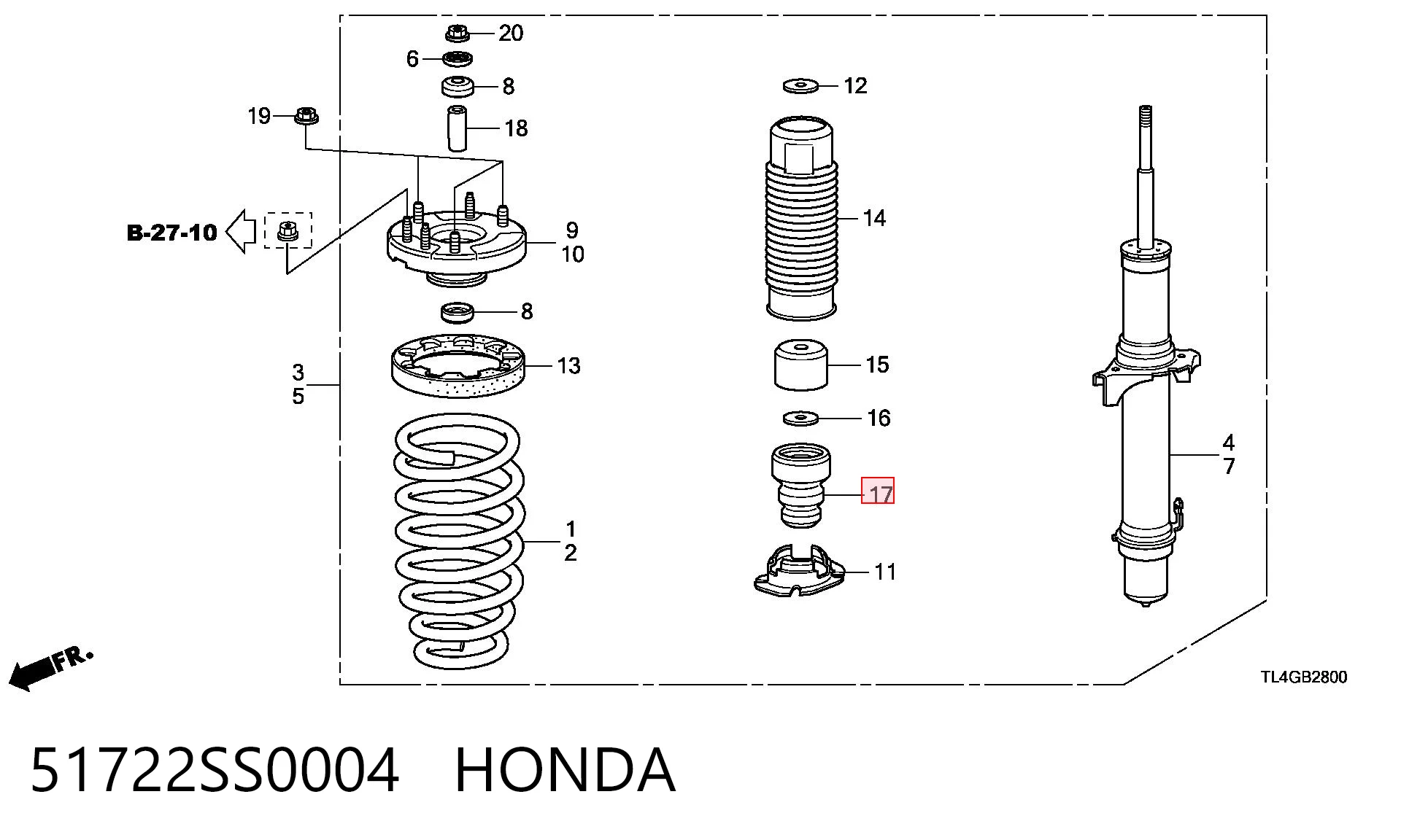 51722SS0004 Honda Буфер-відбійник амортизатора переднього
