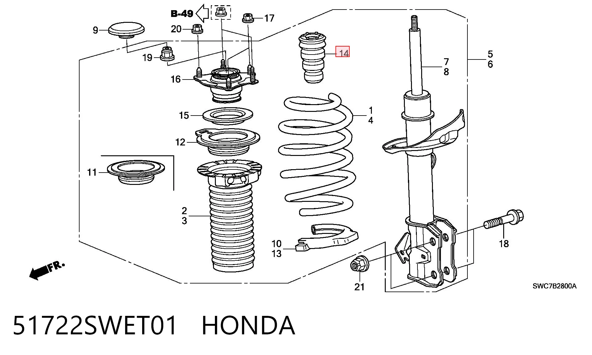 51722SWET01 Honda Буфер-відбійник амортизатора переднього