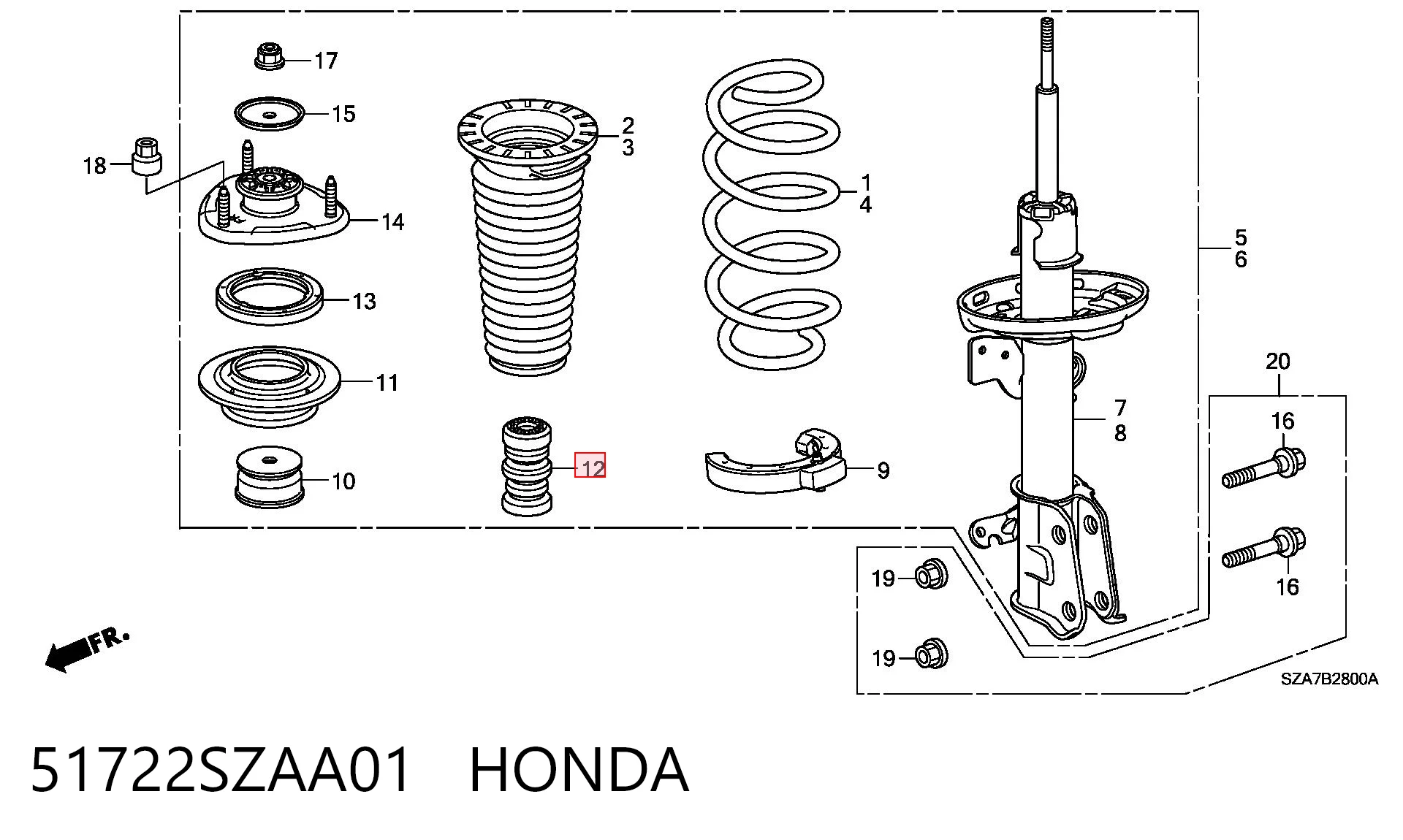 51722SZAA01 Honda Буфер-відбійник амортизатора переднього