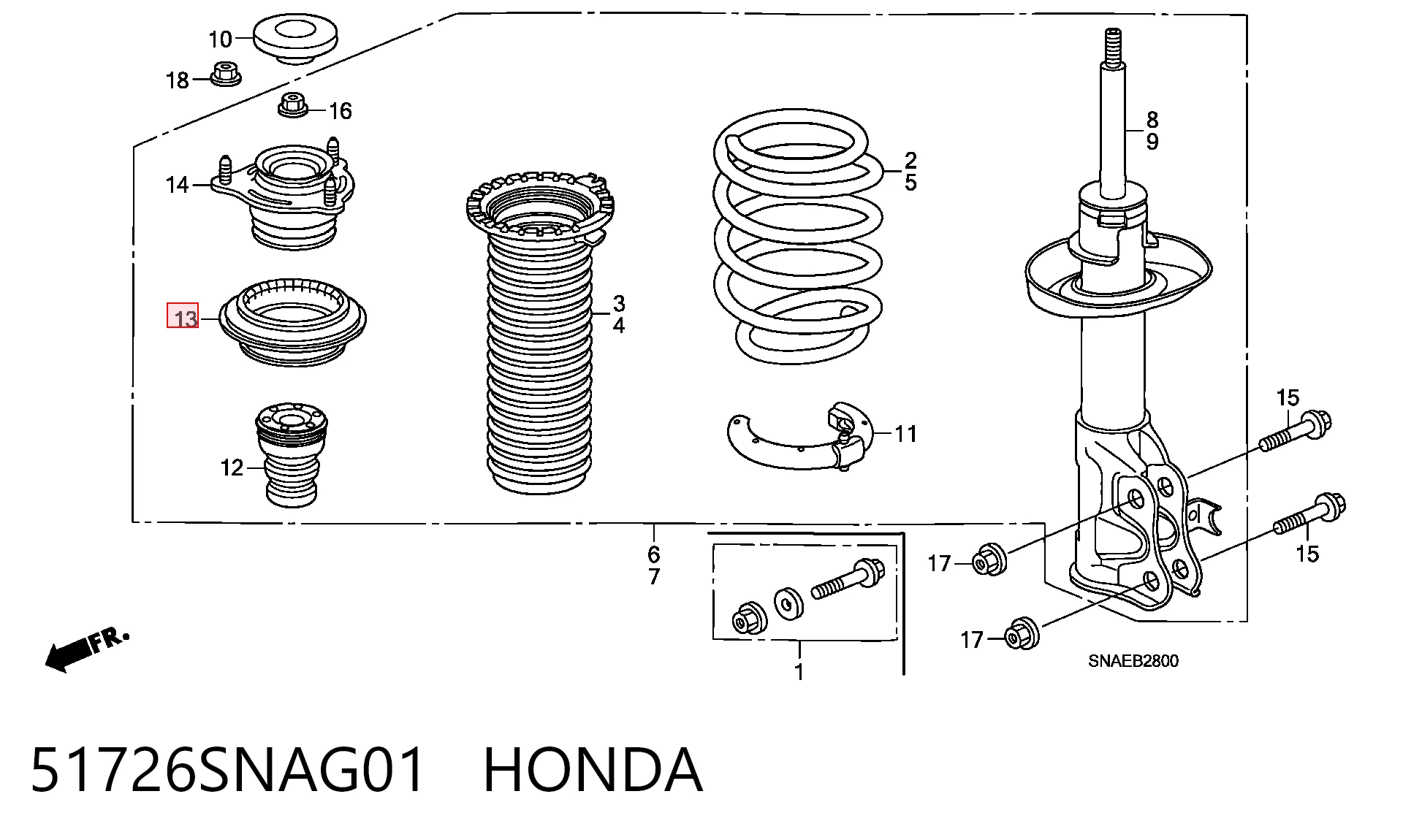 51726SNAG01 Honda Підшипник опори амортизатора