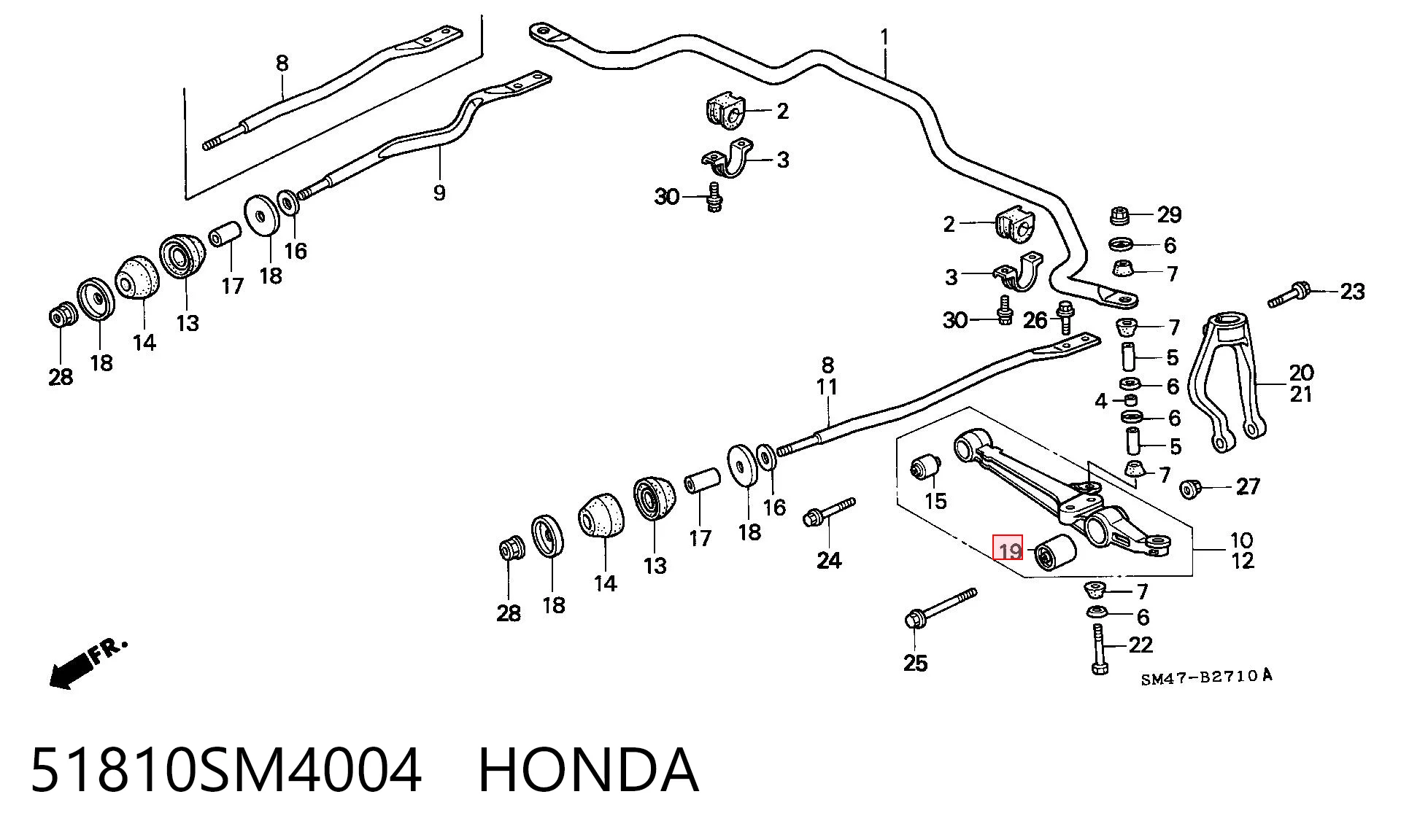 51810SM4004 Honda Сайлентблок переднього нижнього важеля