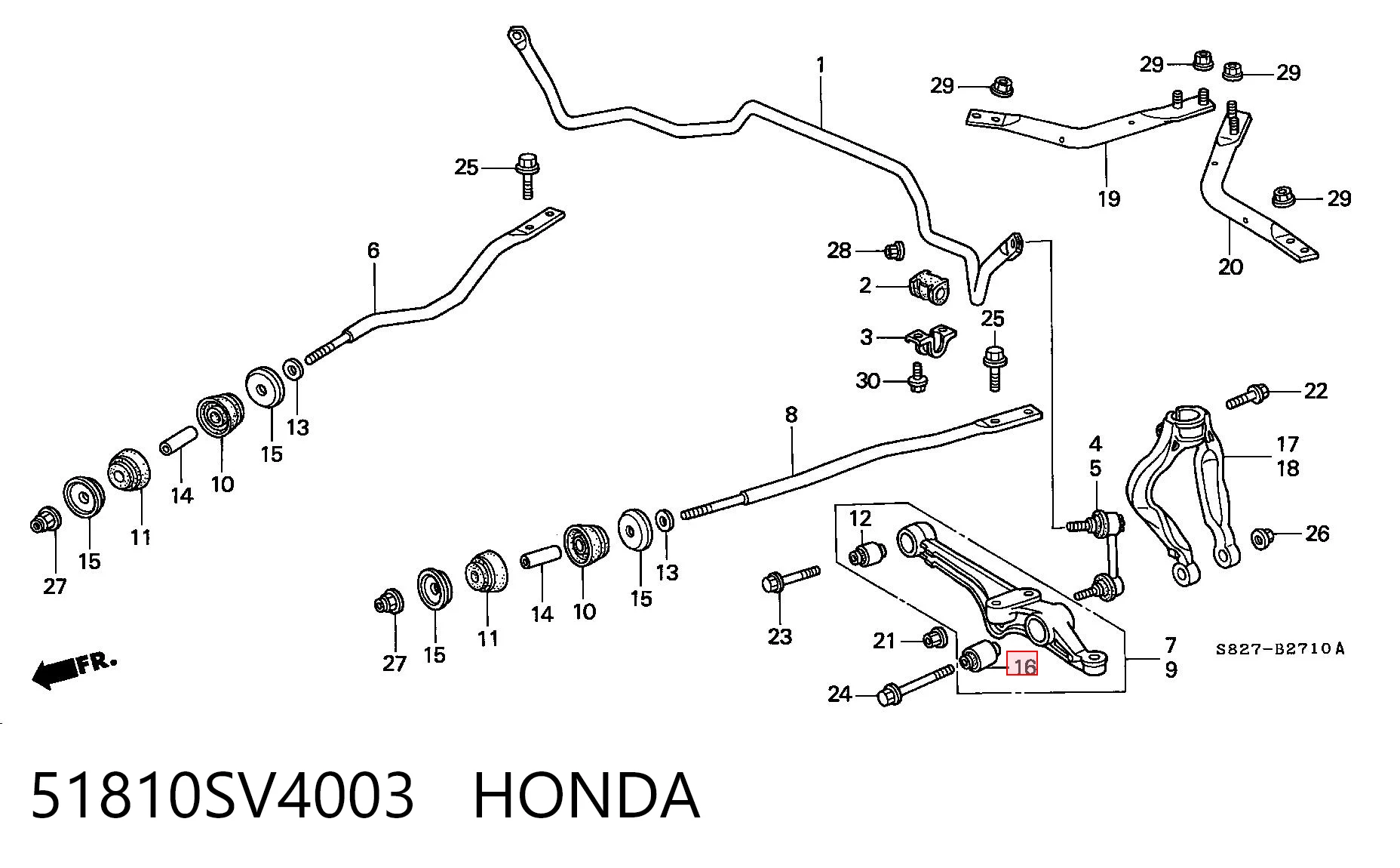 Сайлентблок переднього нижнього важеля на Honda Accord V CC7