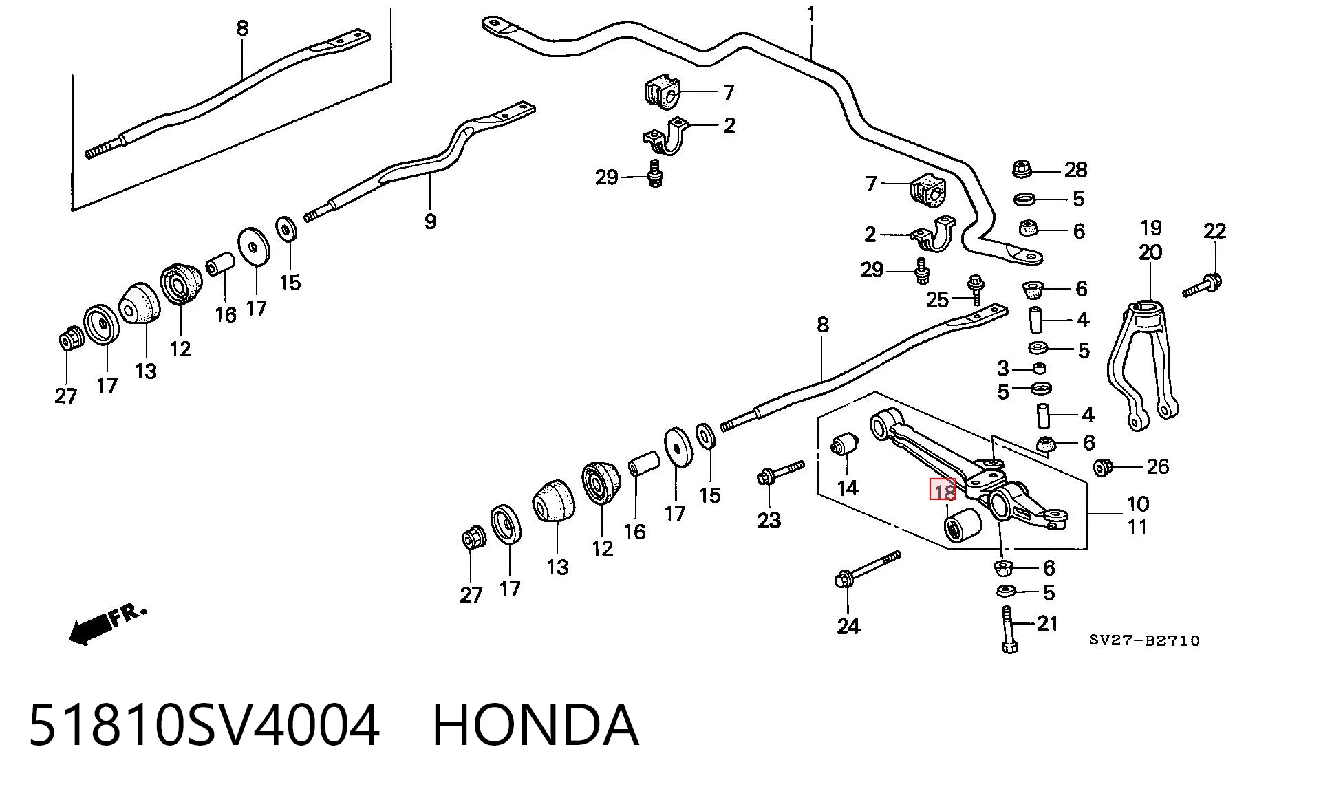 Сайлентблок нижнього важеля передньої підвіски Honda Accord V седан (CC7) (1993 - 1996) ціна, від 5.73 USD