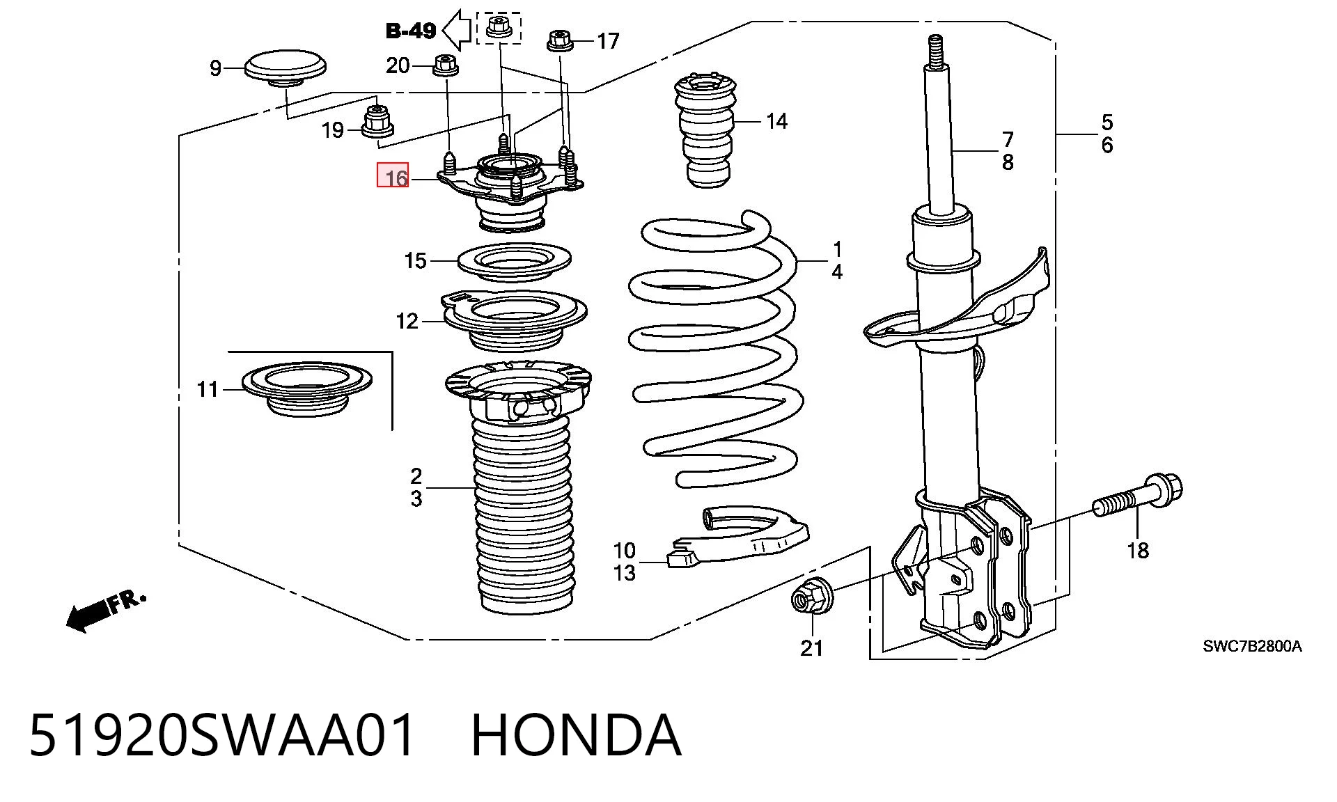 51920SWAA01 Honda Кріплення переднього амортизатора