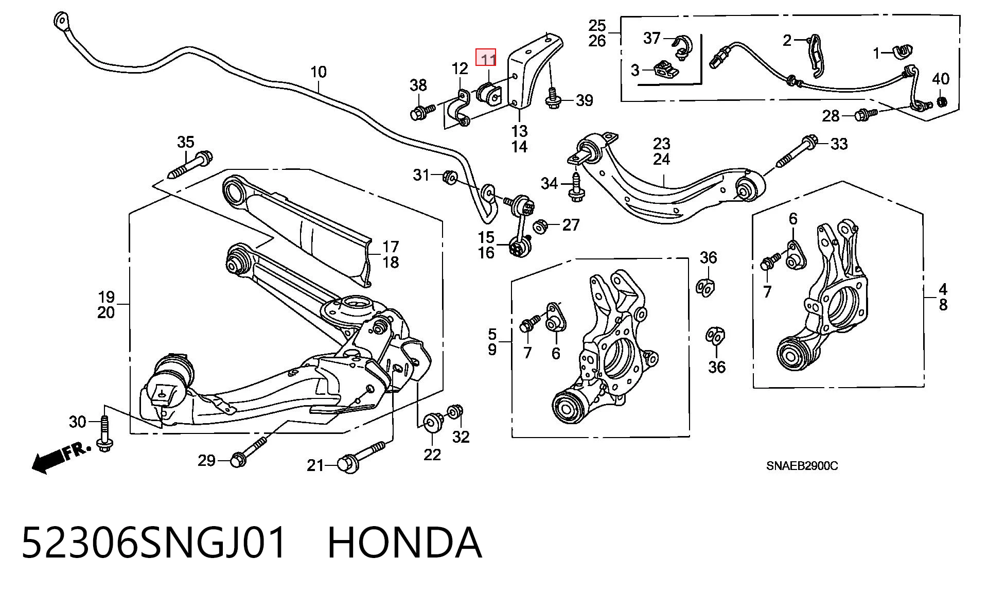 52306SNGJ01 Honda Прокладка стабільзатора заднього