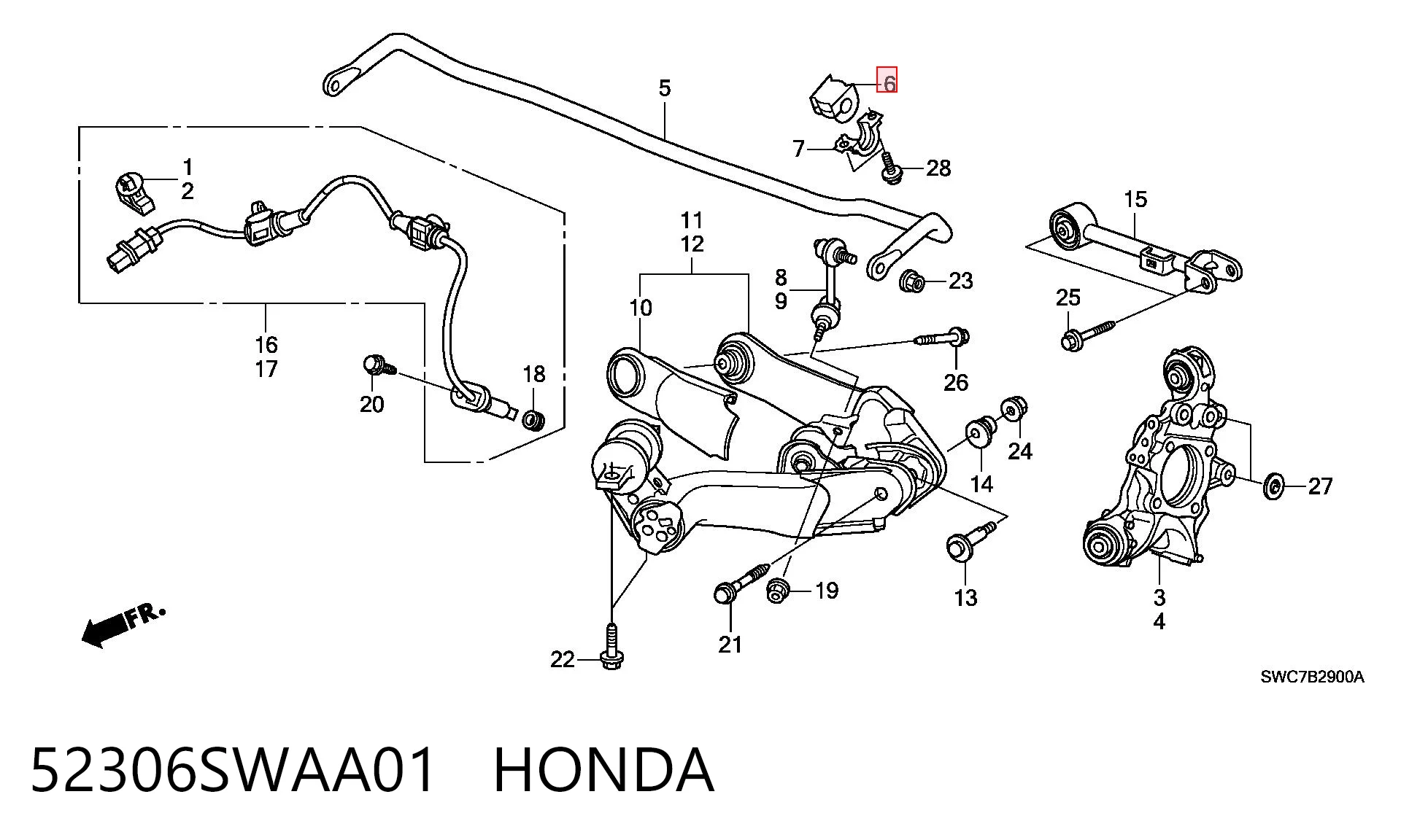 52306SWAA01 Honda Прокладка стабільзатора заднього