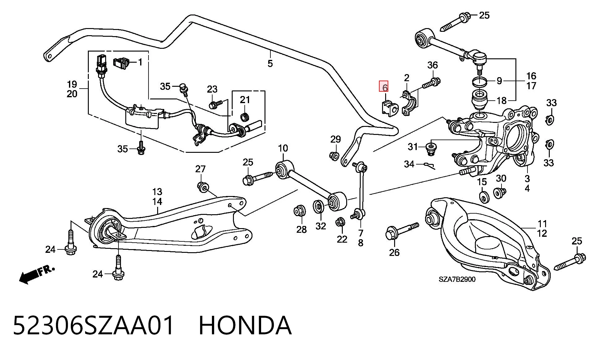 52306SZAA01 Honda Прокладка стабільзатора заднього