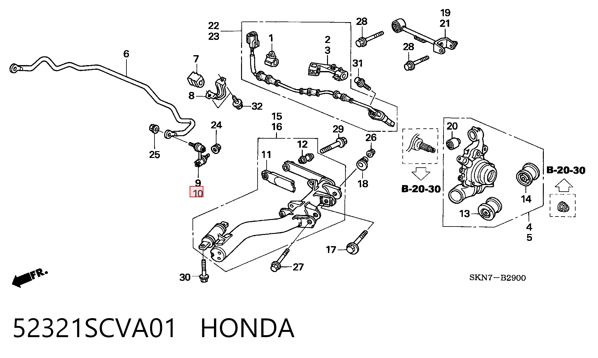 52321SCVA01 Honda Стійка стабілізатора задня