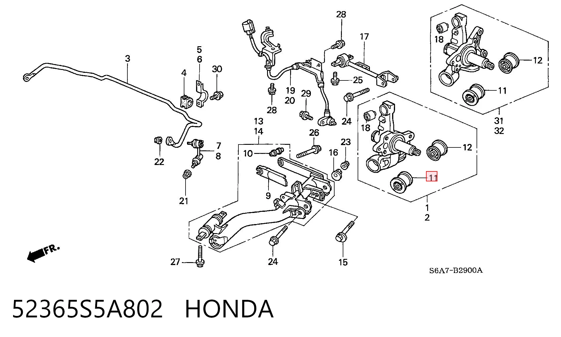 52365S5A802 Honda Сайлентблок цапфи задньої