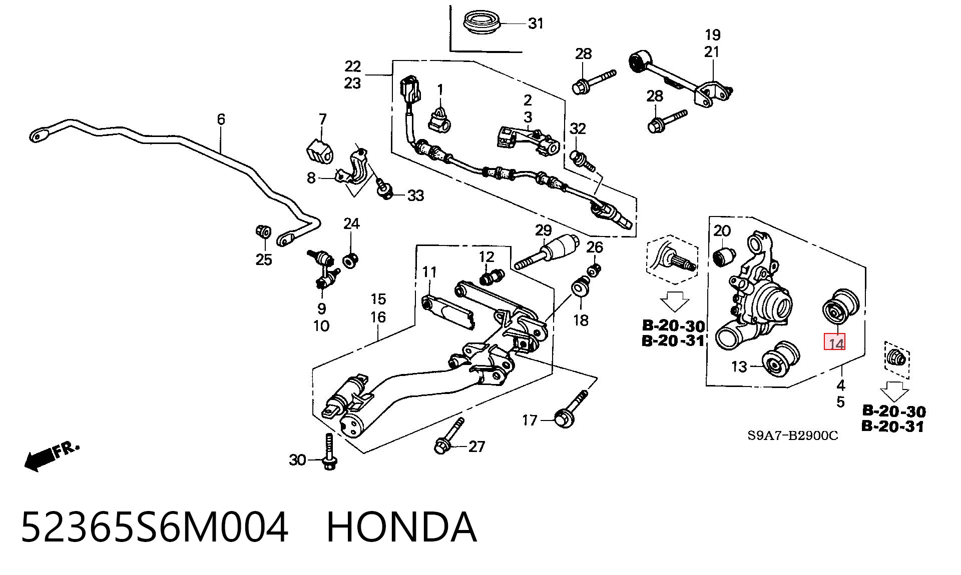52365S6M004 Honda Сайлентблок задньої підвіски