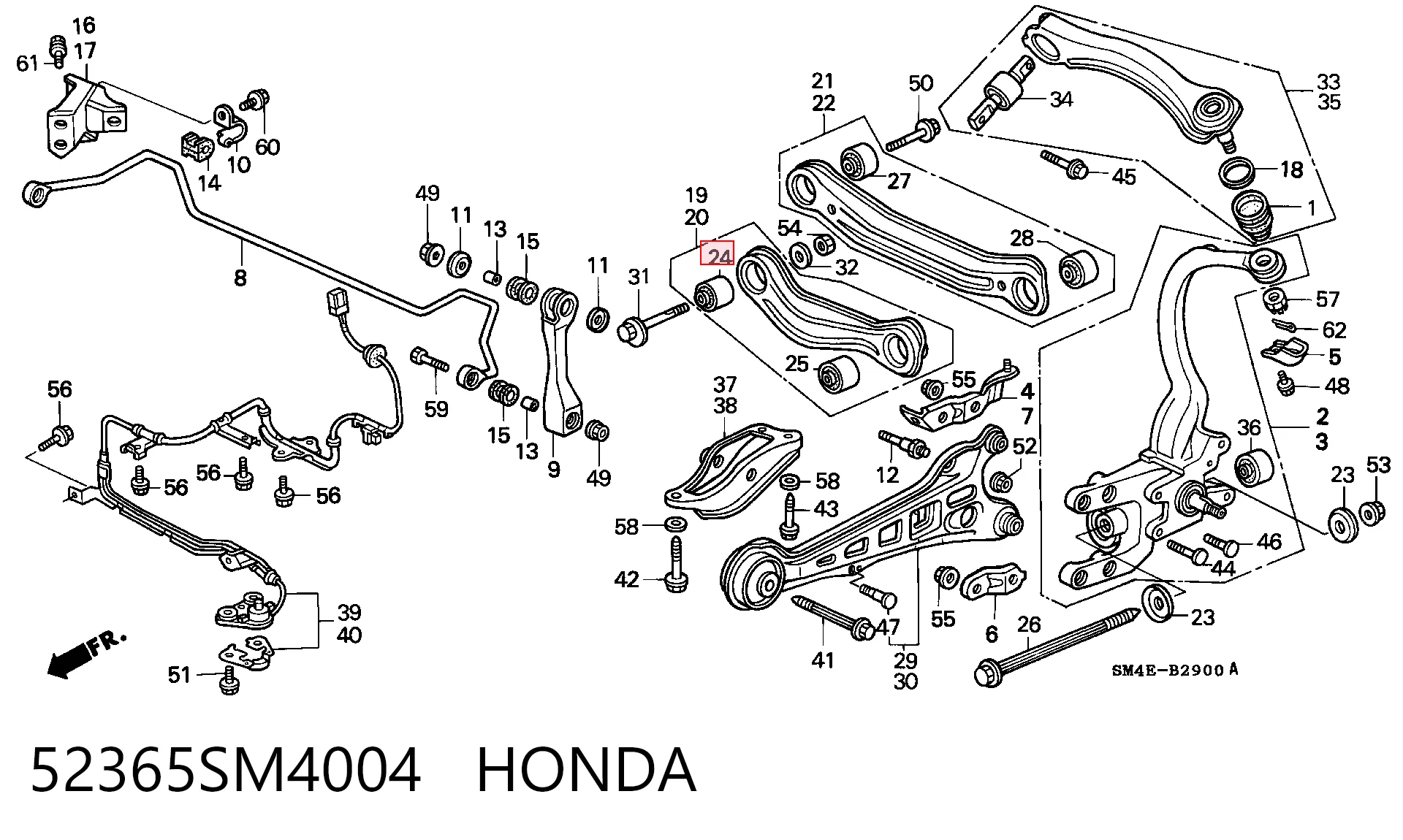 52365SM4004 Honda Сайлентблок задньої тяги