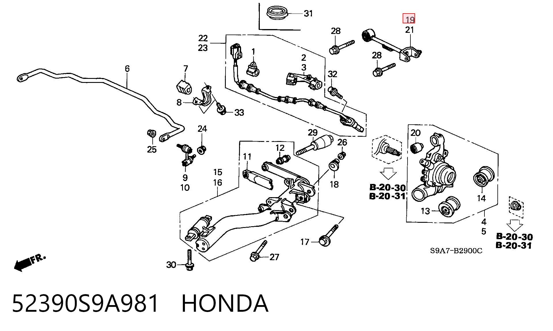 52390S9A981 Honda Балансир підвіски задній правий