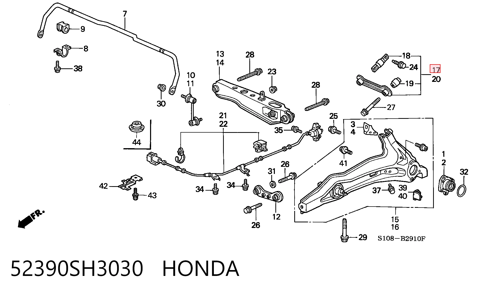 52390SH3030 Honda Важіль підвіски задній правий