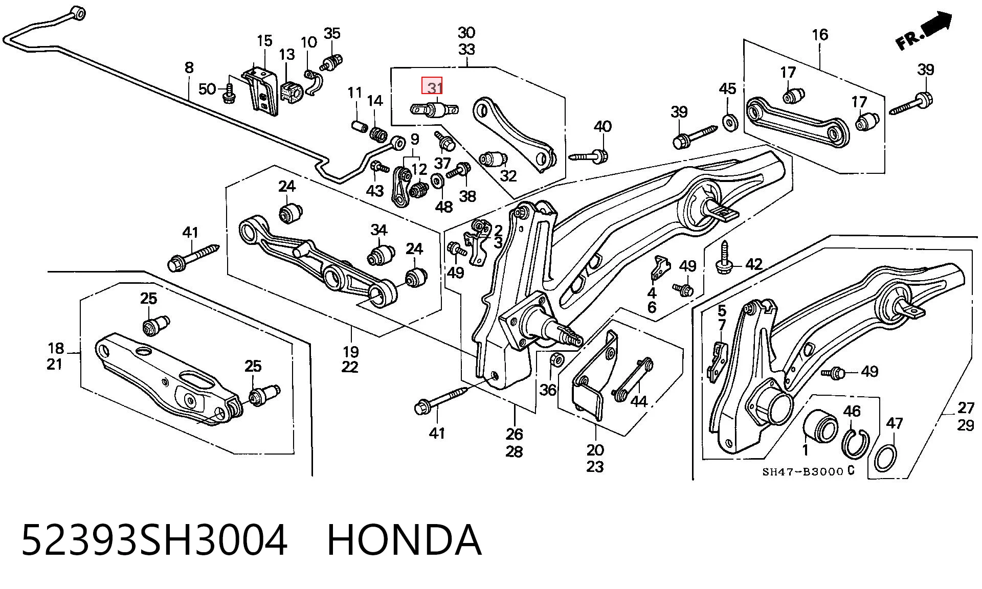 52393SH3004 Honda Сайлентблок верхнього важеля