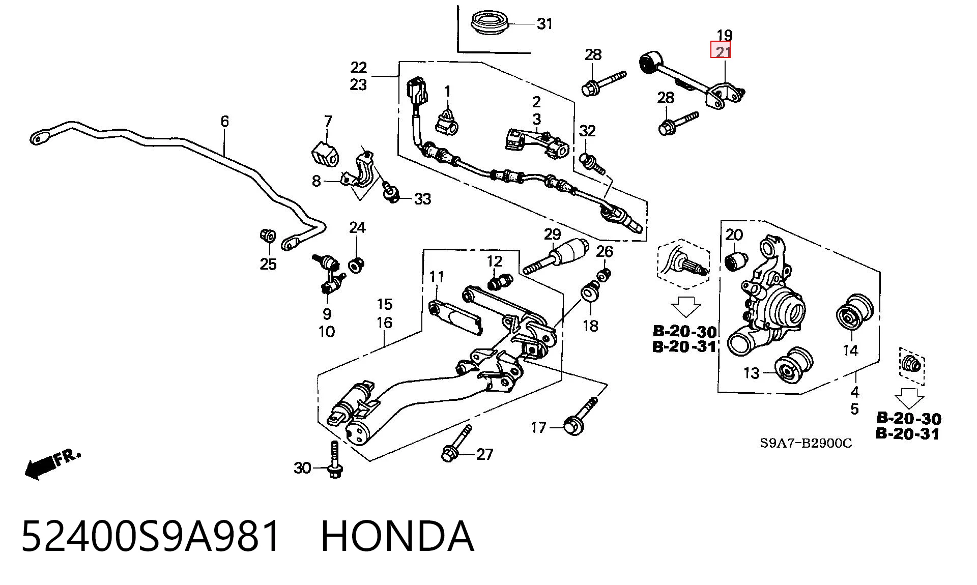 52400S9A981 Honda Балансир підвіски задній лівий