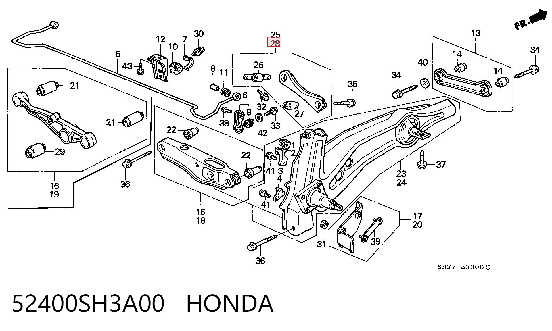 52400SH3A00 Honda Балансир підвіски задній лівий