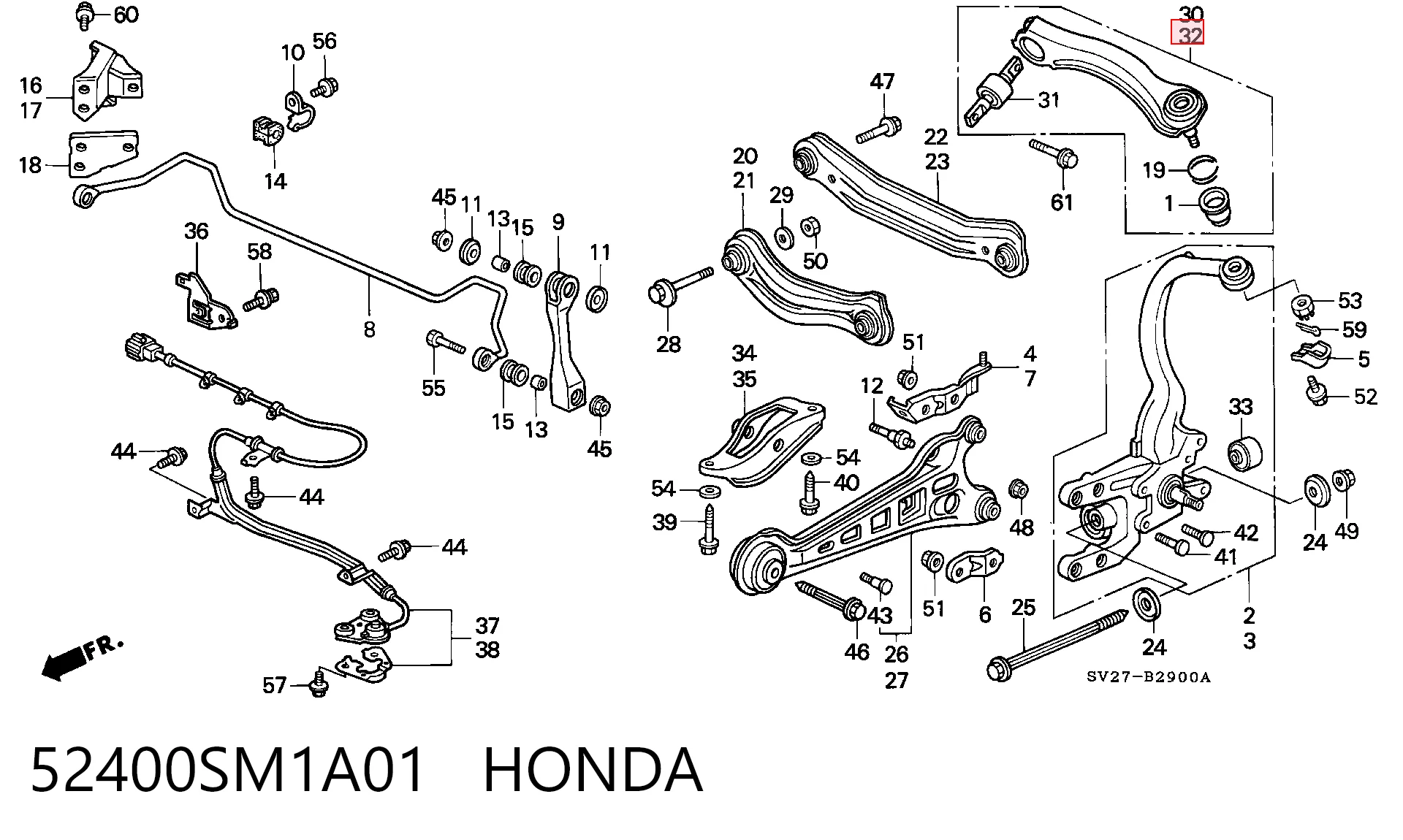 52400SM1A01 Honda Балансир підвіски задній лівий