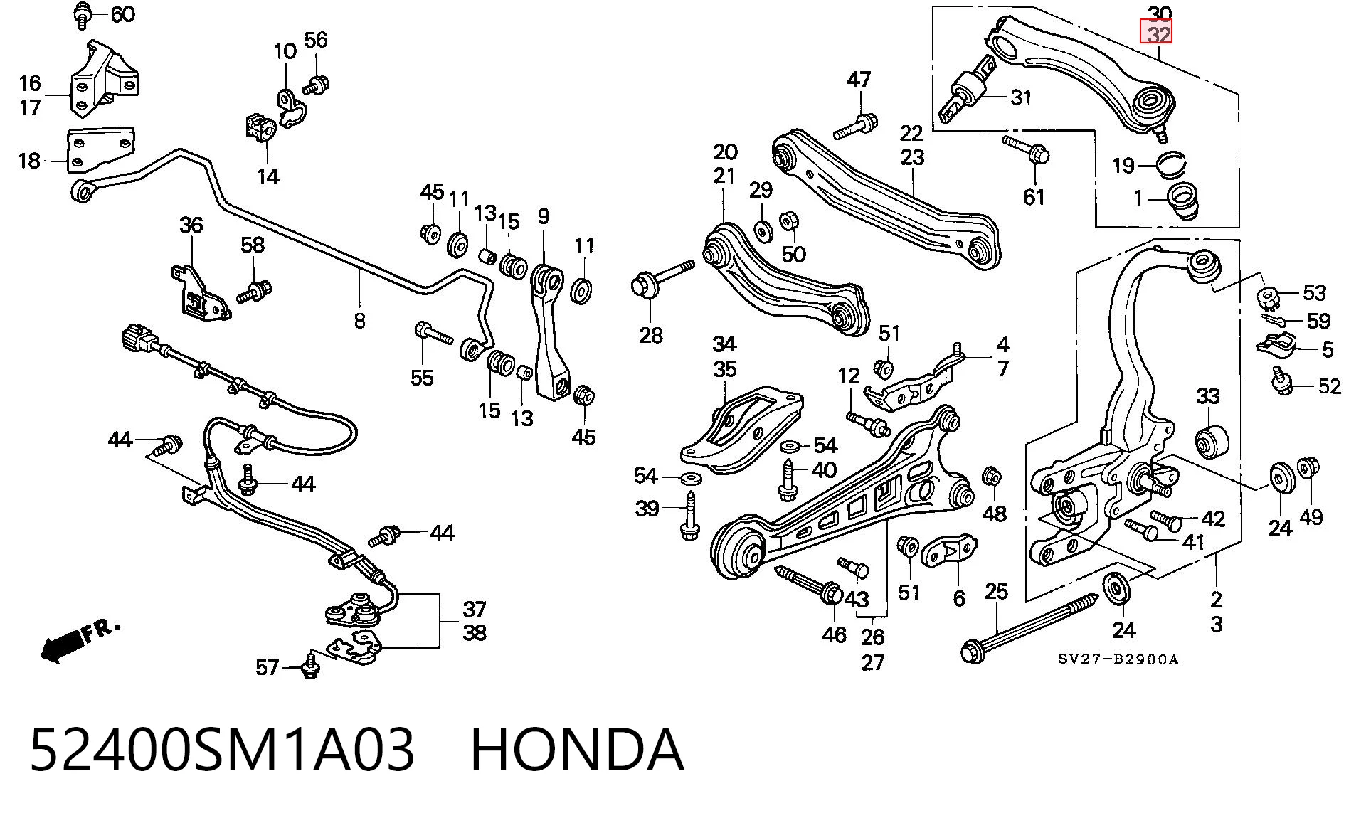 52400SM1A03 Honda Балансир підвіски задній лівий
