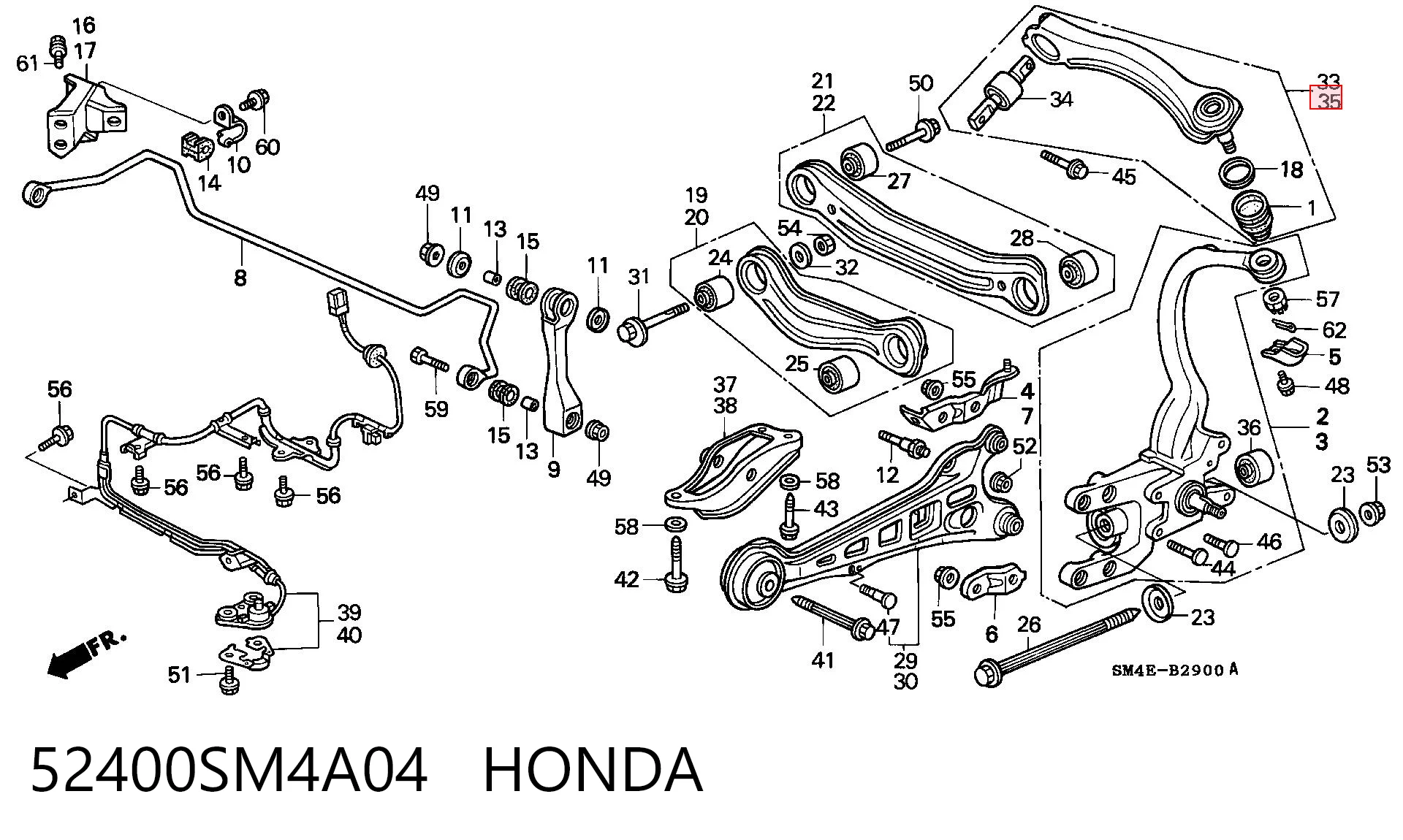 52400SM4A04 Honda Балансир підвіски задній лівий