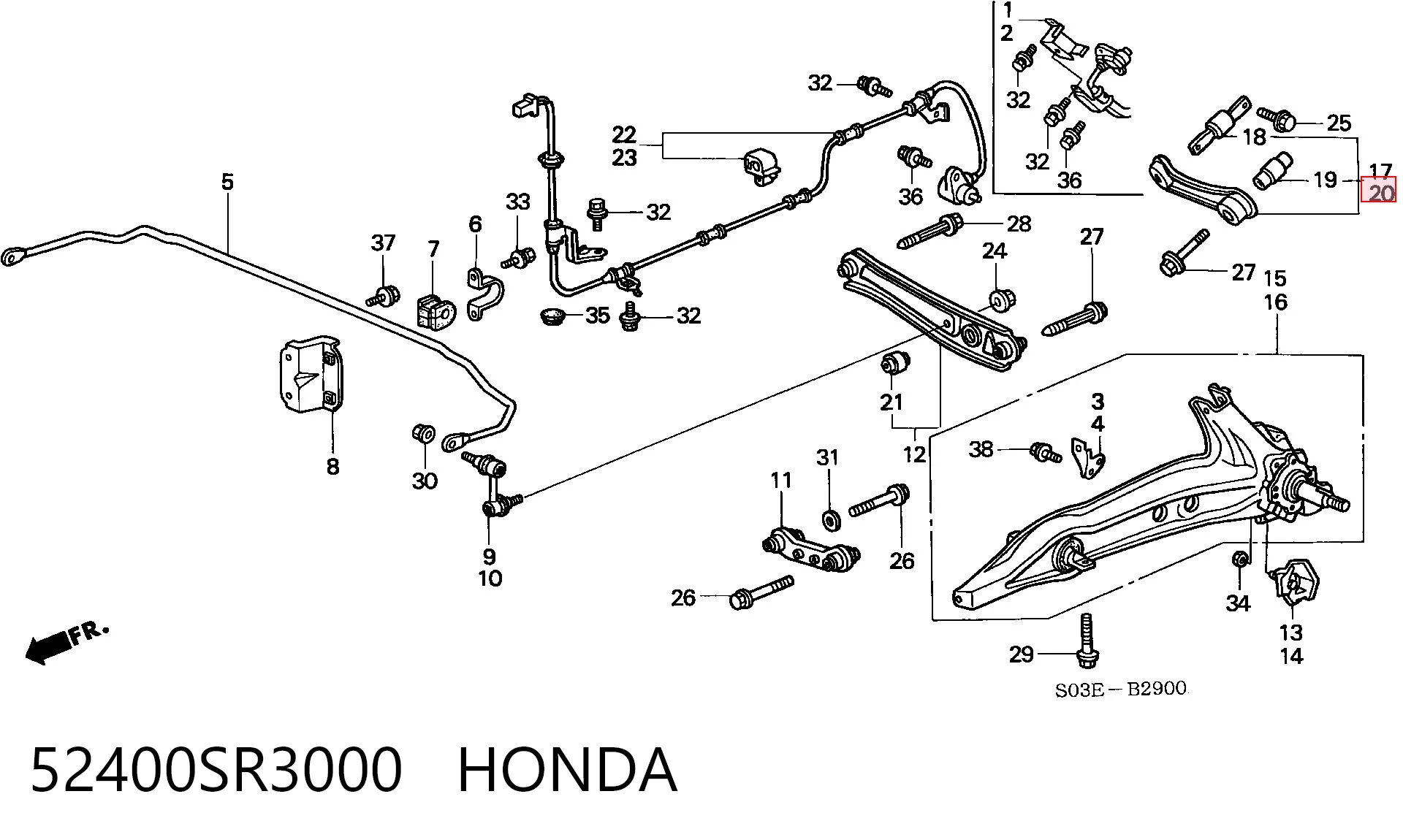52400SR3000 Honda Балансир підвіски задній лівий
