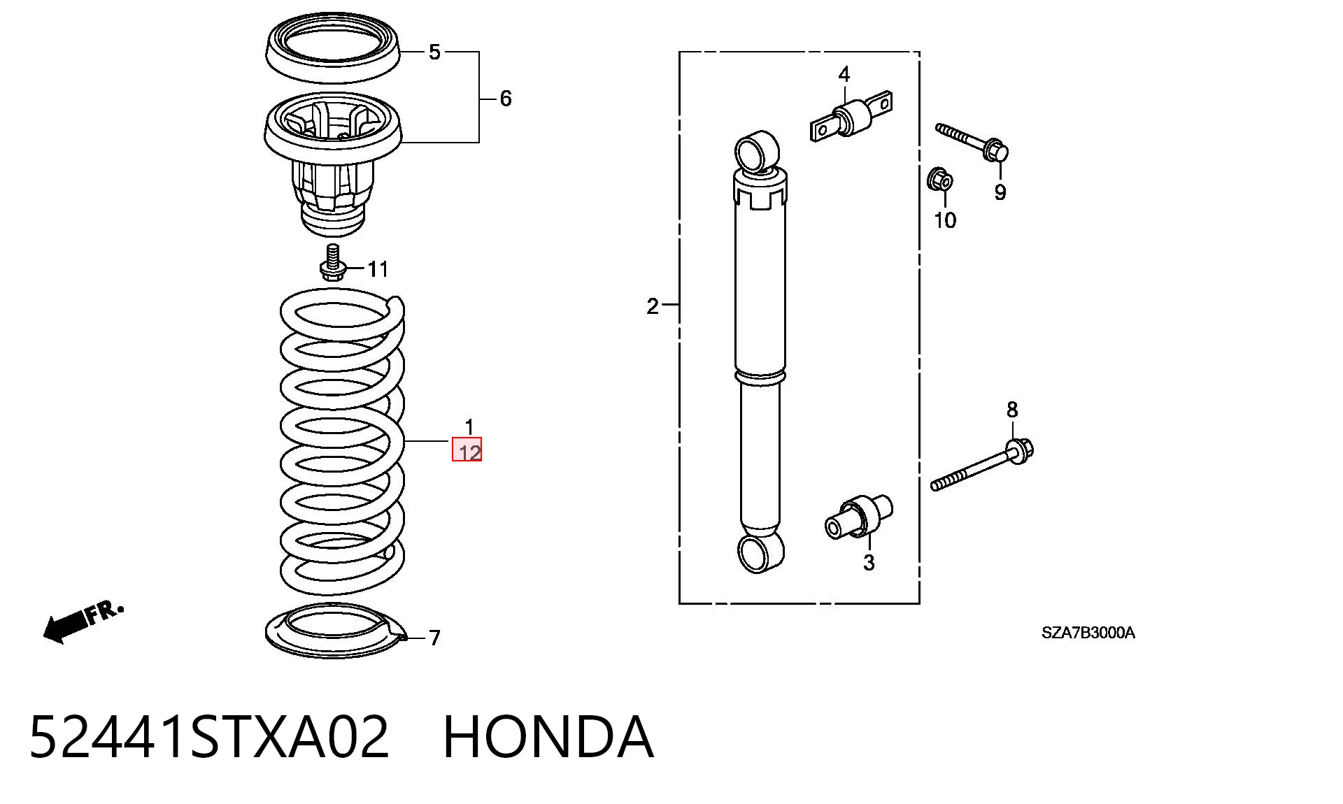 52441STXA02 Honda Пружина підвіски задня