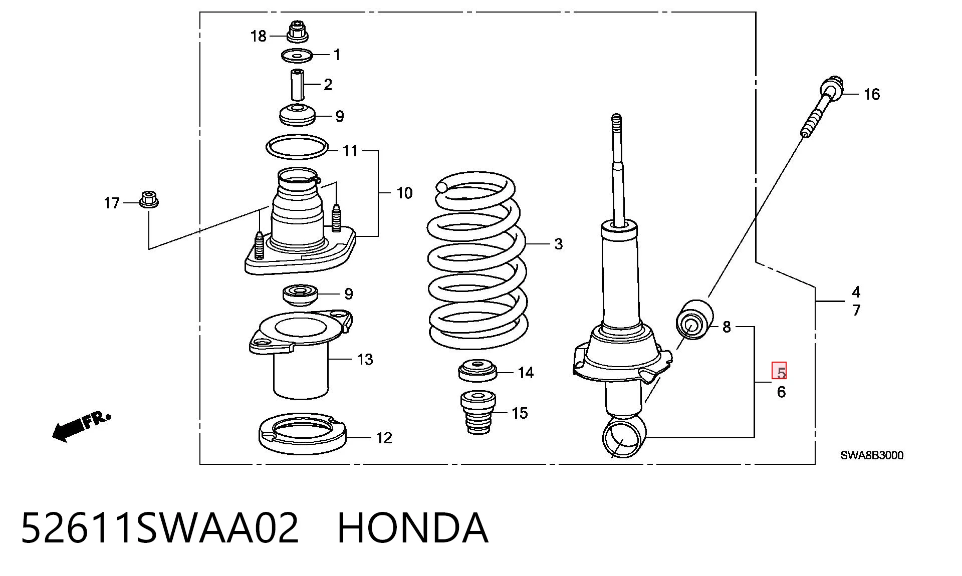 52611SWAA02 Honda Амортизатори задні