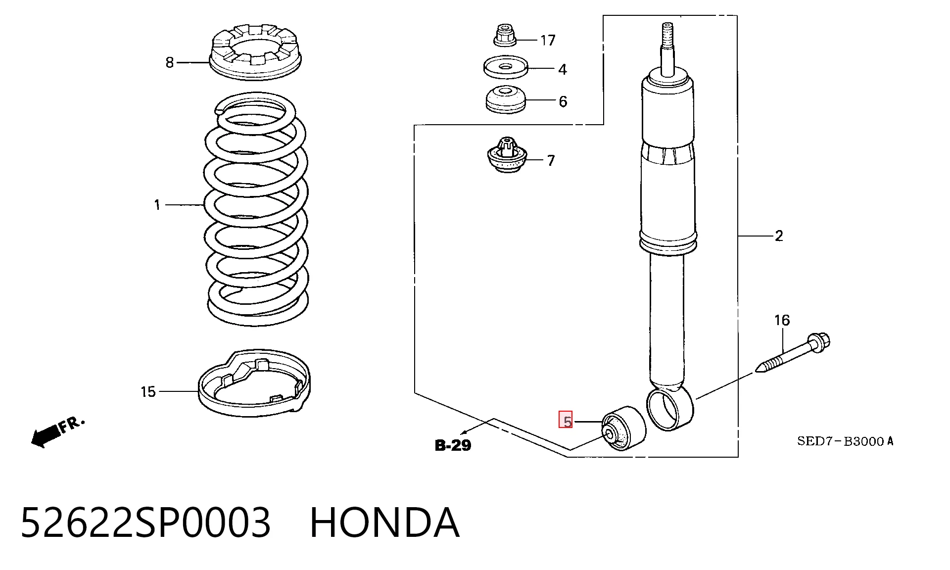 52622SP0003 Honda Сайлентблок задньої підвіски