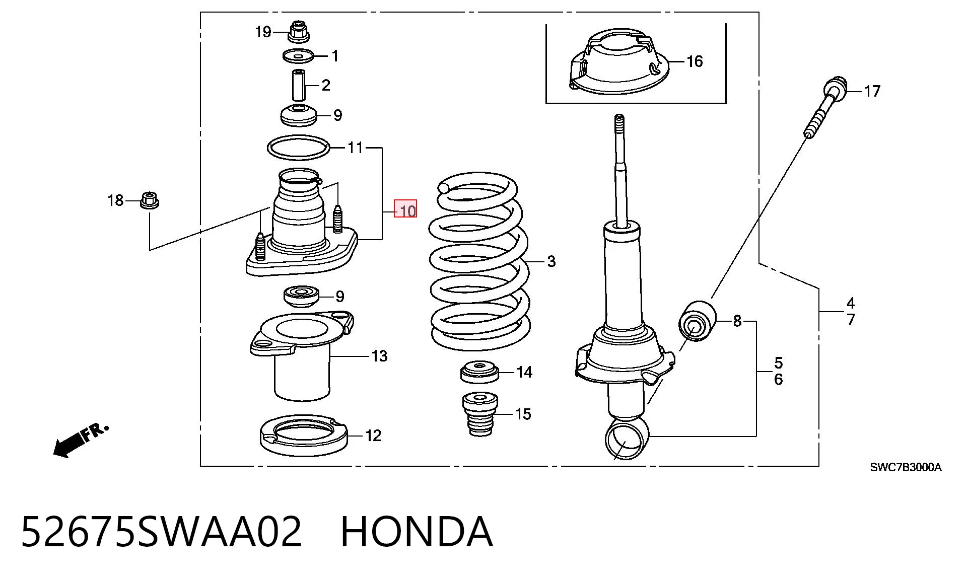 52675SWAA02 Honda Опора амортизатора