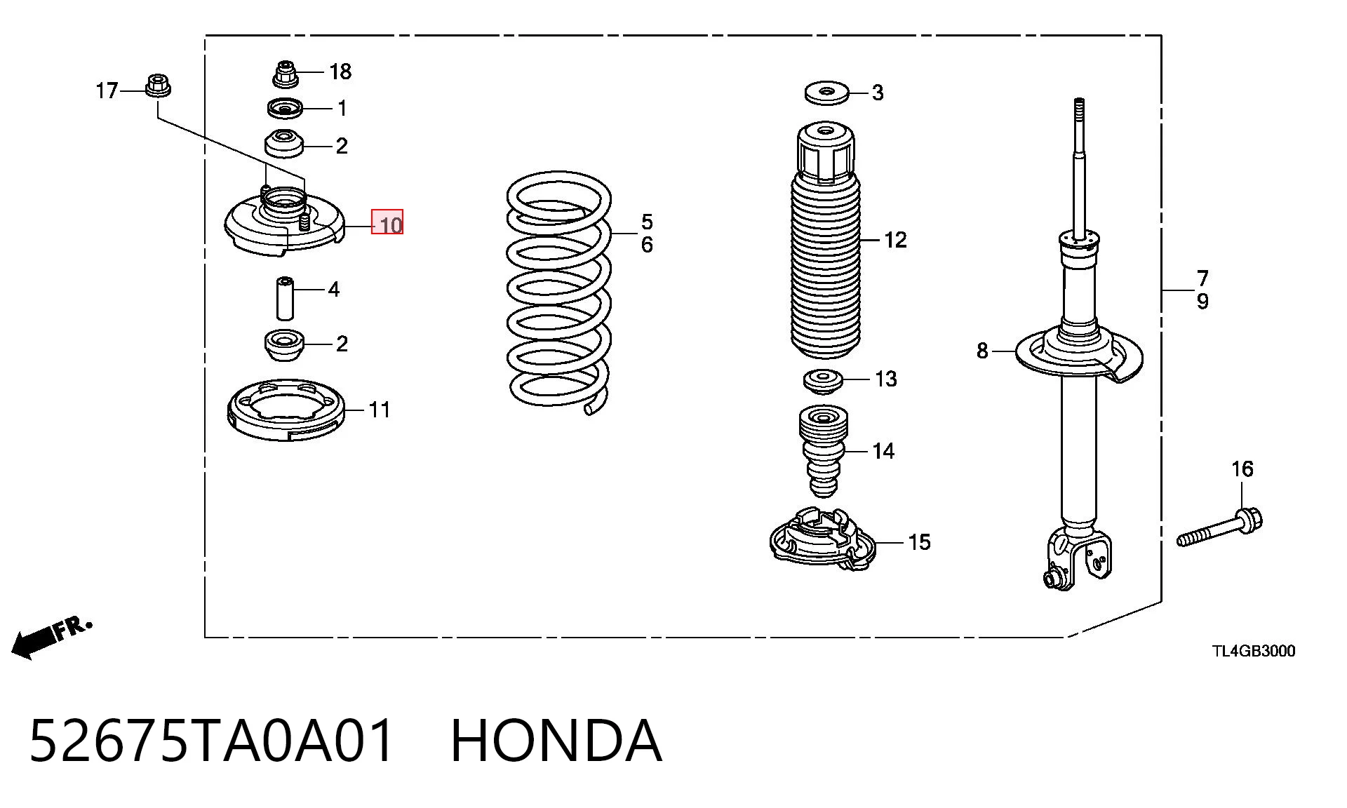 52675TA0A01 Honda Опора амортизатора