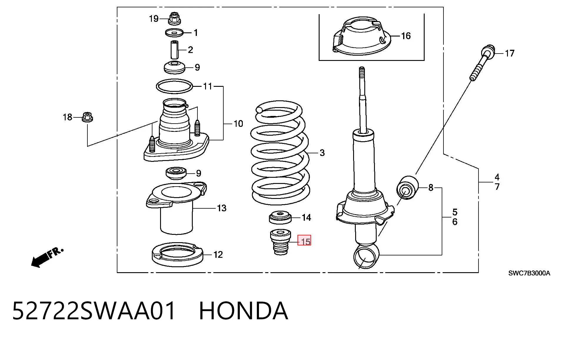 52722SWAA01 Honda Буфер заднього амортизатора