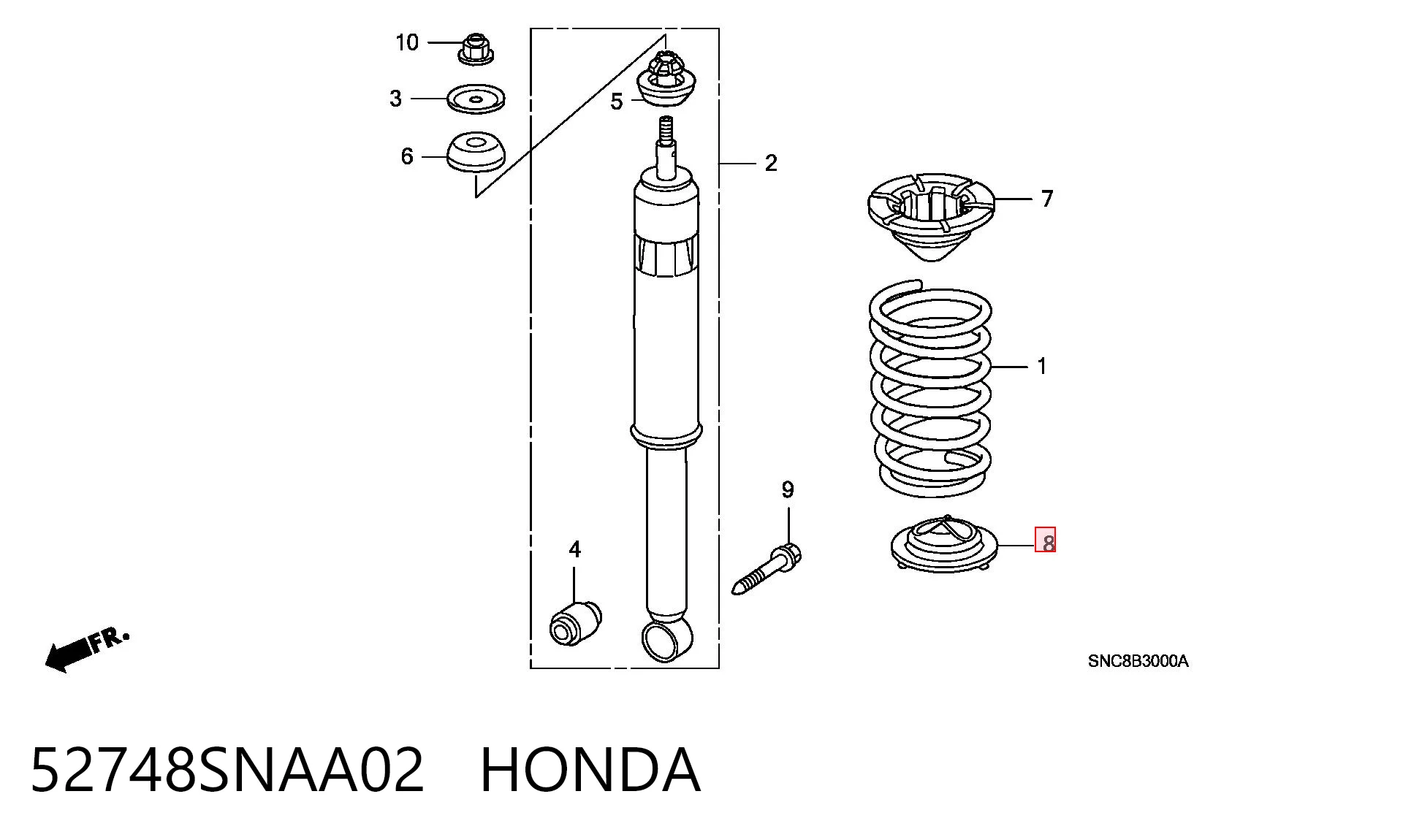 52748SNAA02 Honda Проставка (гумове кільце) пружини задньої, нижня