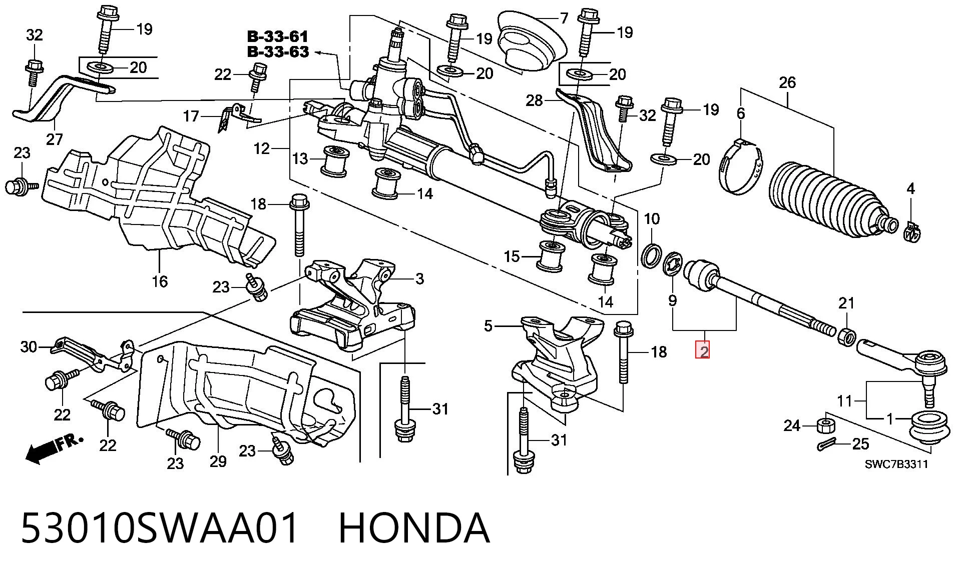 53010SWAA01 Honda Тяги кермові