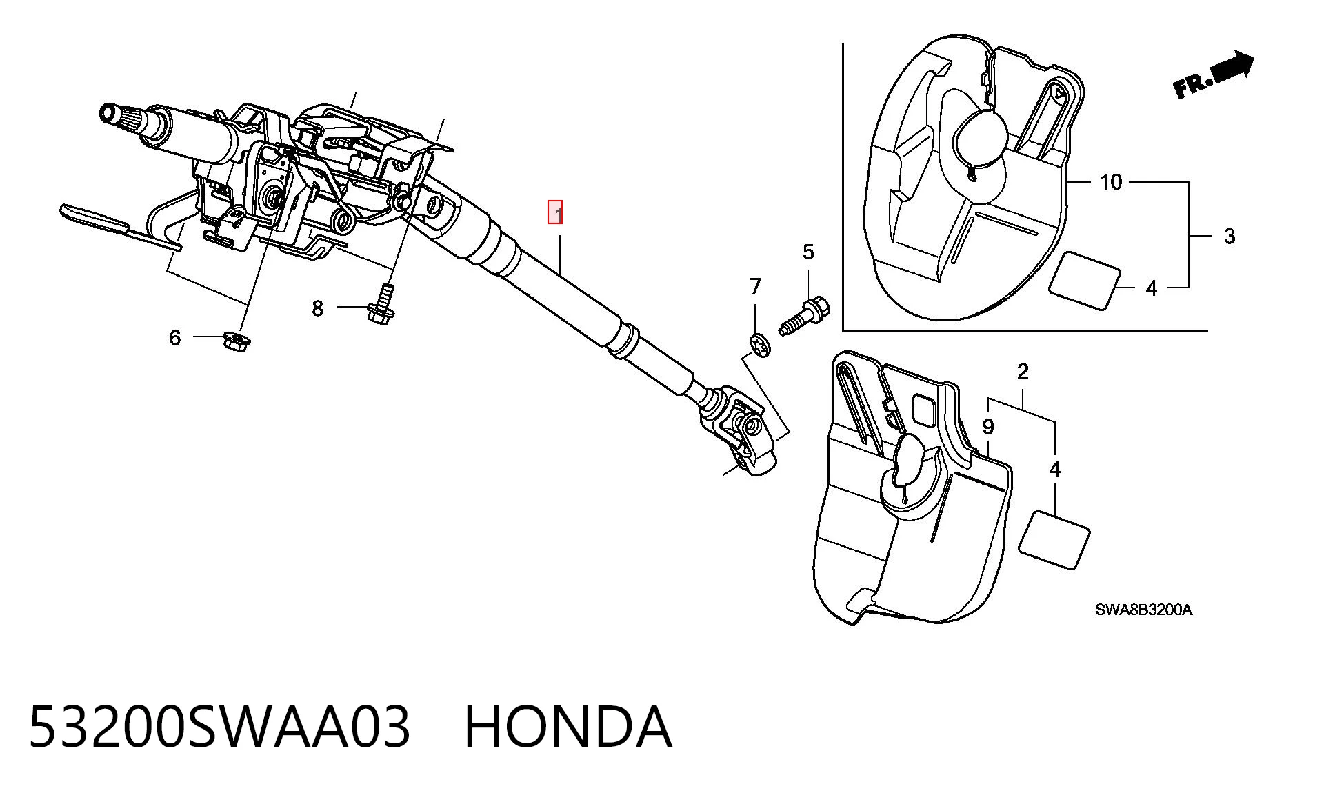 53200SWAA03 Honda Колонка рульового управління